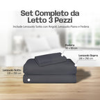 Lenzuola Letto Cotone Made in Italy, Completo Letto - Diversi colori - 3 TAGLIE