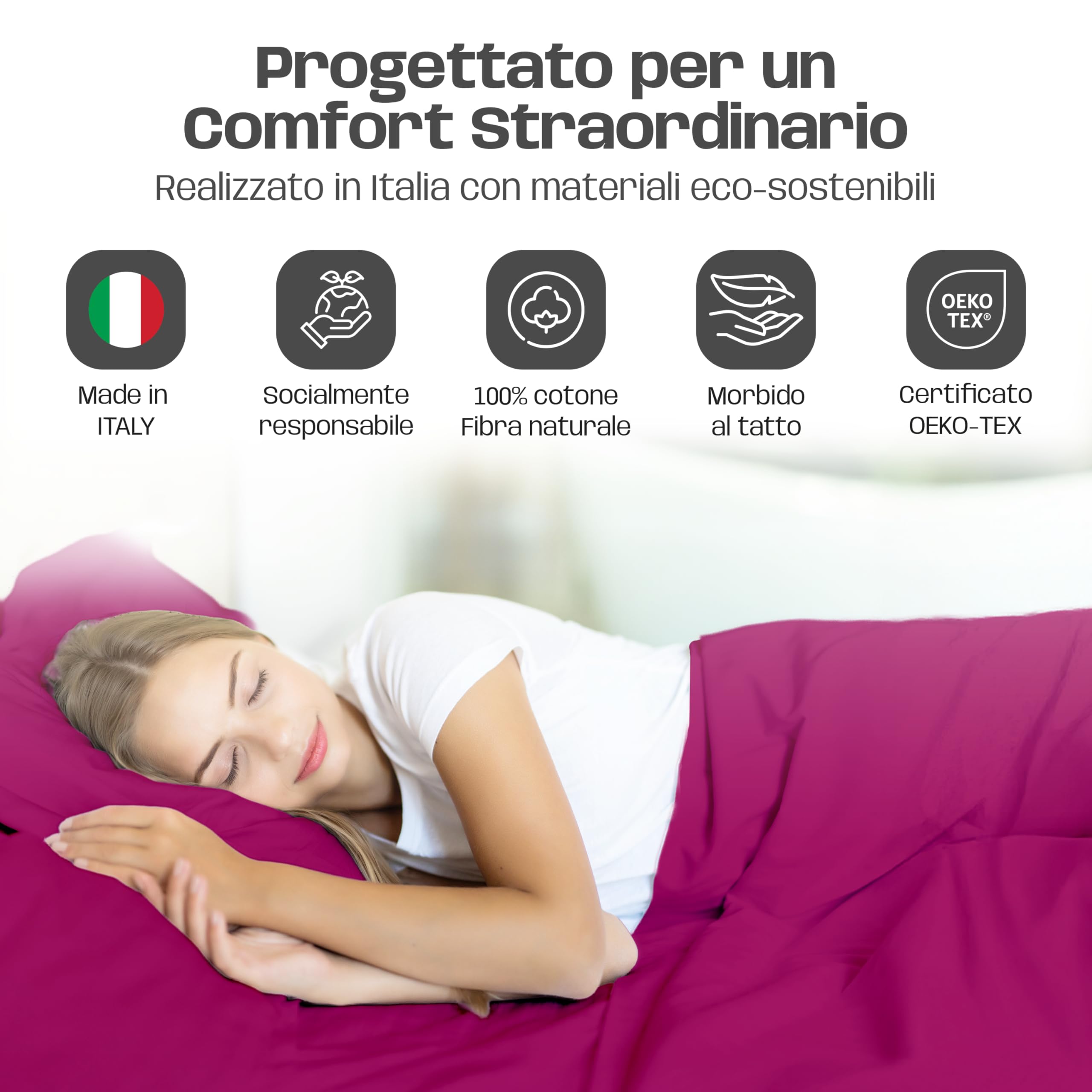 Lenzuola Letto Cotone Made in Italy, Completo Letto - Diversi colori - 3 TAGLIE