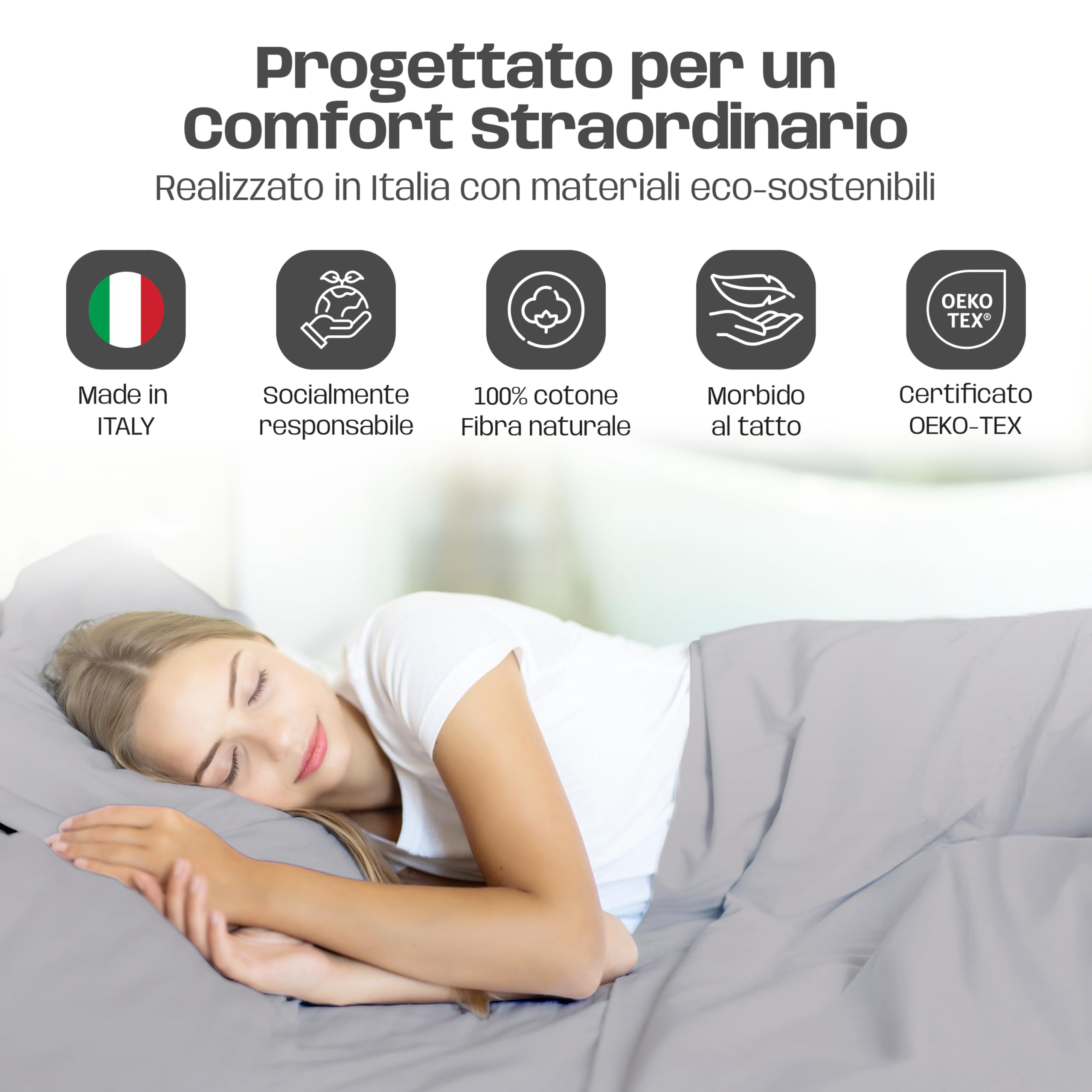 Lenzuola Letto Cotone Made in Italy, Completo Letto - Diversi colori - 3 TAGLIE