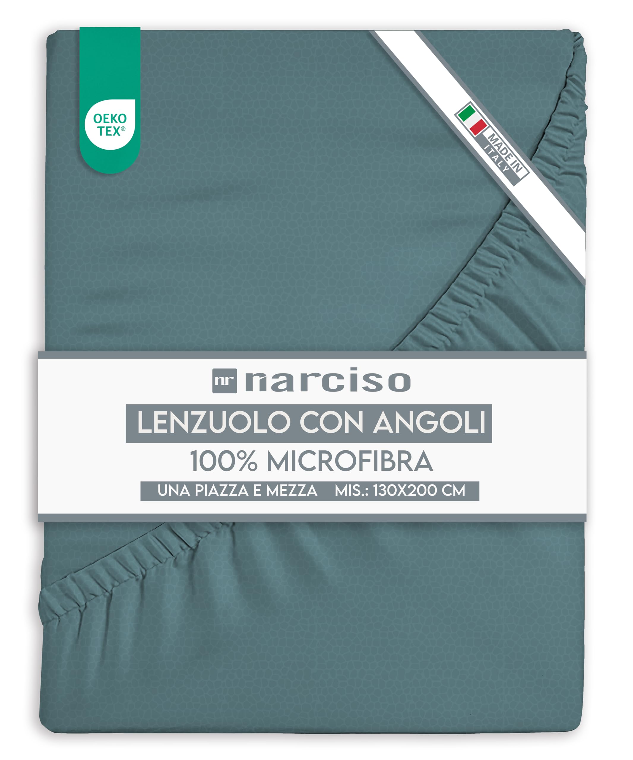 Lenzuolo con Angoli in Microfibra Tinta Unita Embossed, Lenzuola Sotto con Angoli Traspirante ed Anallergica, Biancheria da Letto Made in Italy