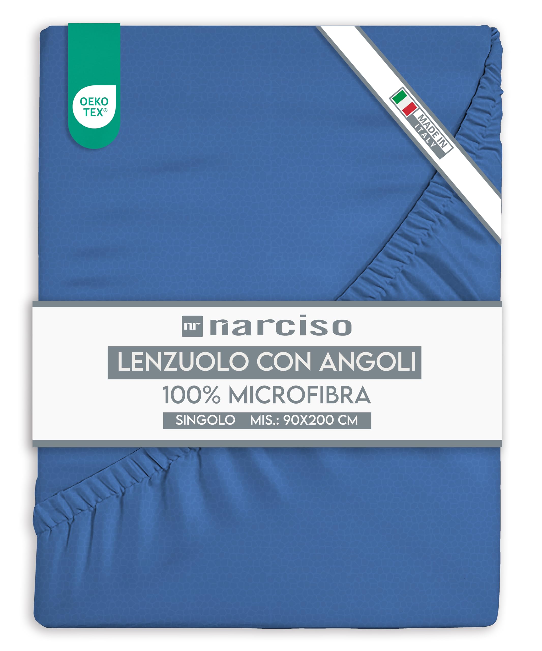 Lenzuolo con Angoli in Microfibra Tinta Unita Embossed, Lenzuola Sotto con Angoli Traspirante ed Anallergica, Biancheria da Letto Made in Italy