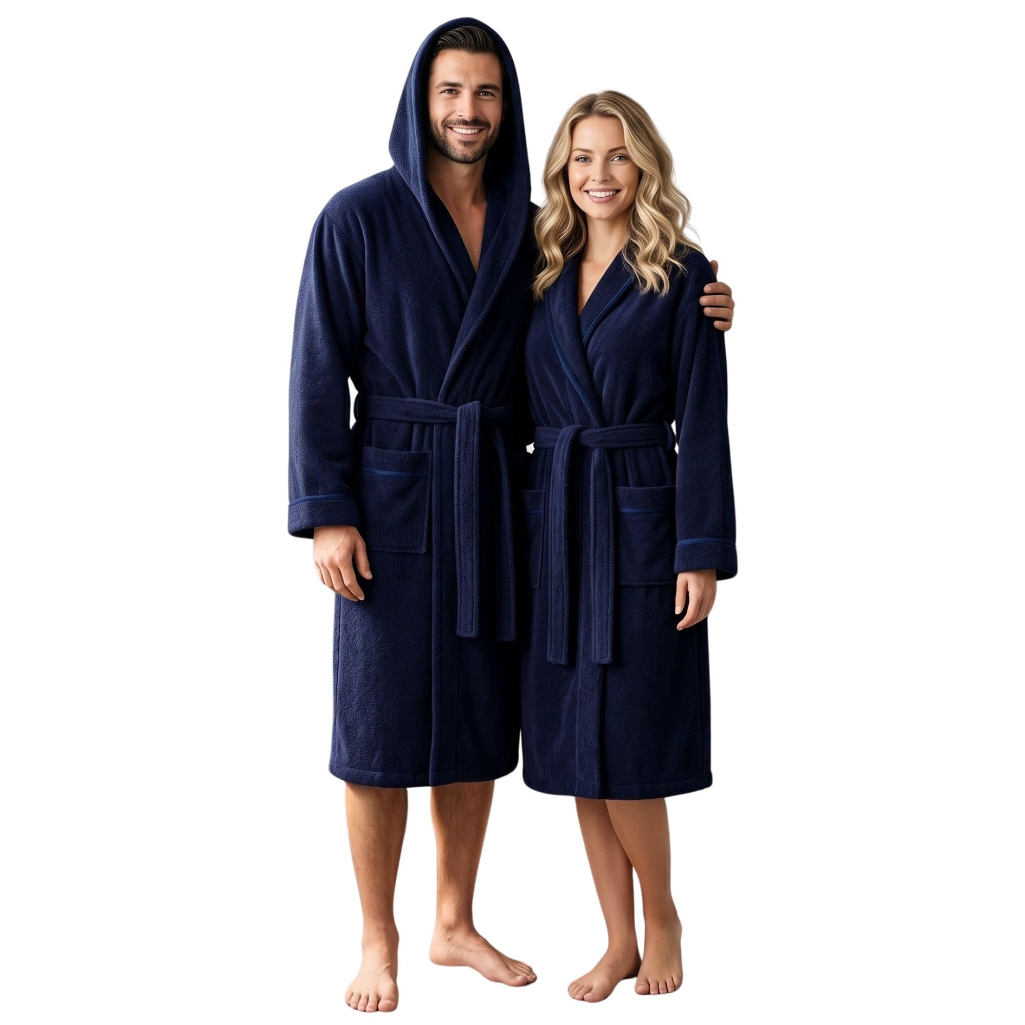 Accappatoio UNISEX con Cappuccio in Spugna Morbida di Cotone, Alto Potere Asciugante