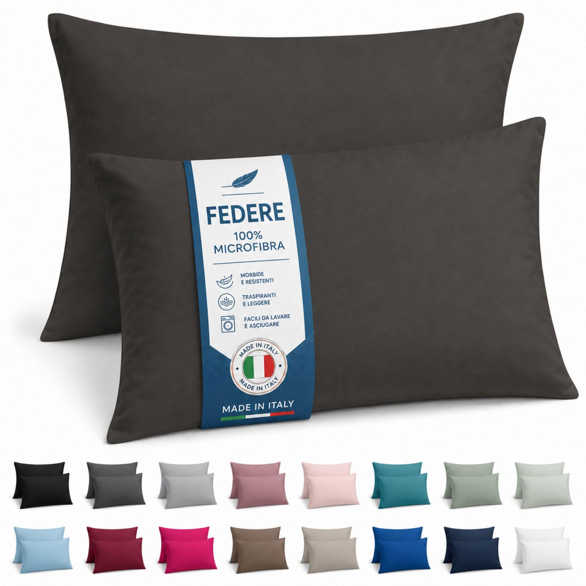 NARCISO Coppia Federe Cuscino Letto 50x80 in Microfibra Embossed