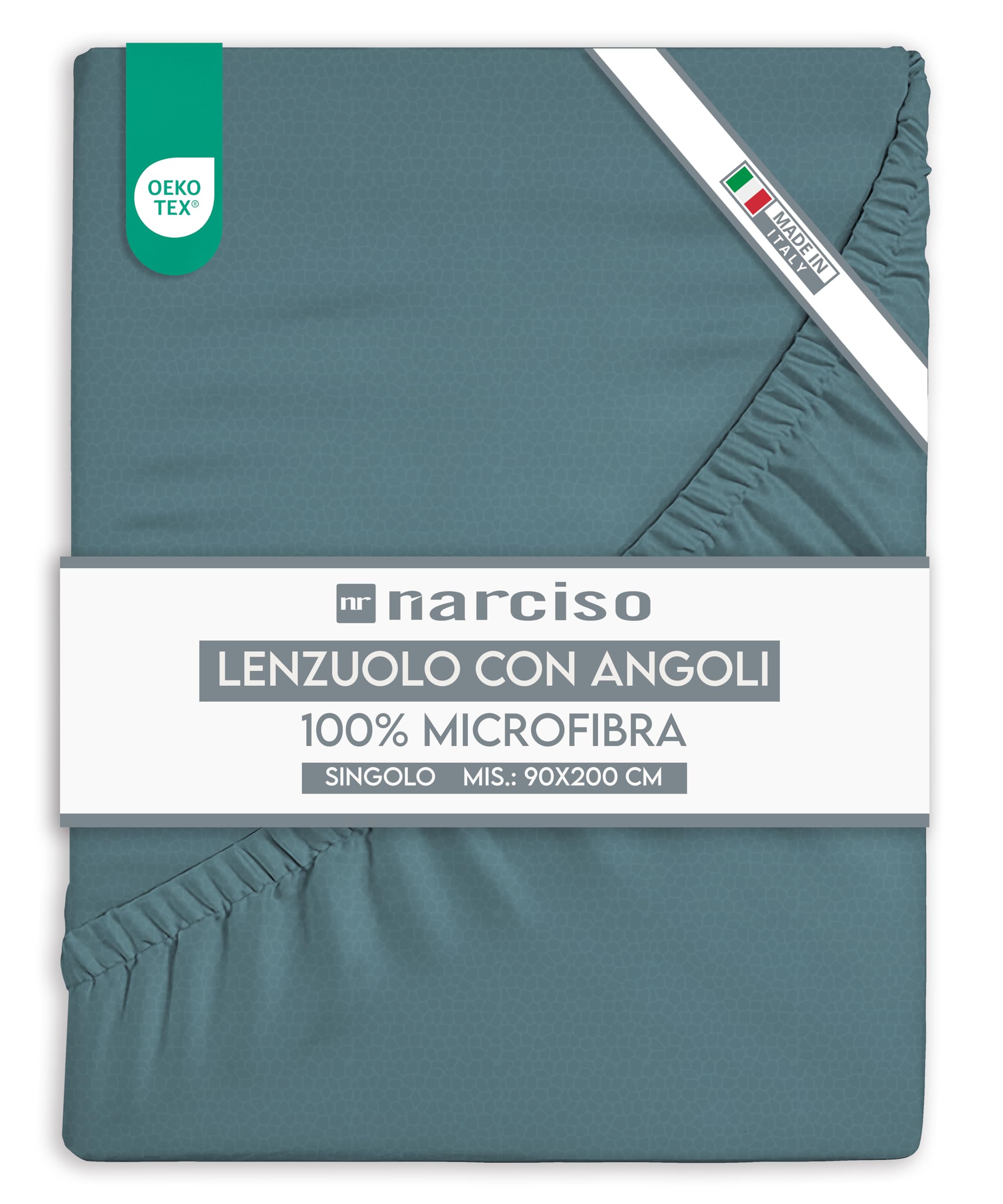 Lenzuolo con Angoli in Microfibra Tinta Unita Embossed, Lenzuola Sotto con Angoli Traspirante ed Anallergica, Biancheria da Letto Made in Italy