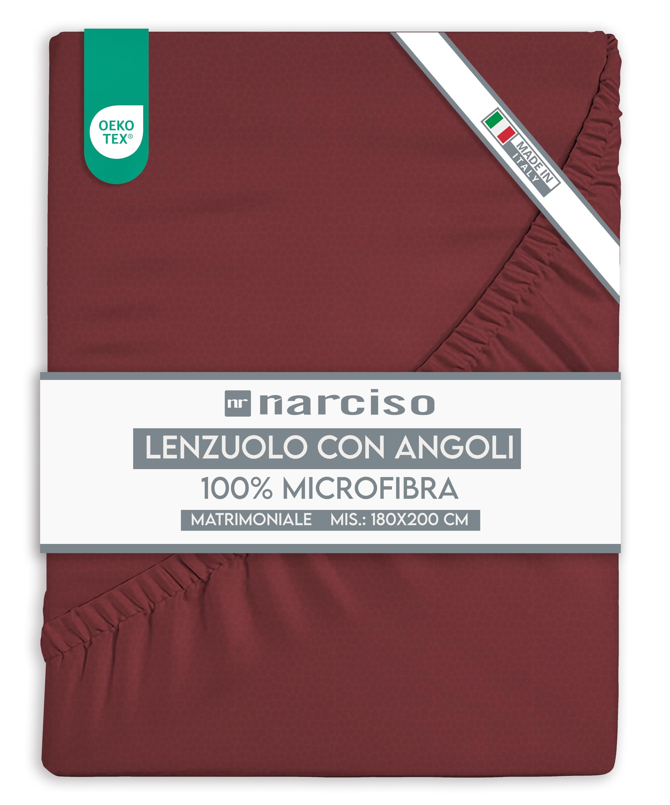 Lenzuolo con Angoli in Microfibra Tinta Unita Embossed, Lenzuola Sotto con Angoli Traspirante ed Anallergica, Biancheria da Letto Made in Italy