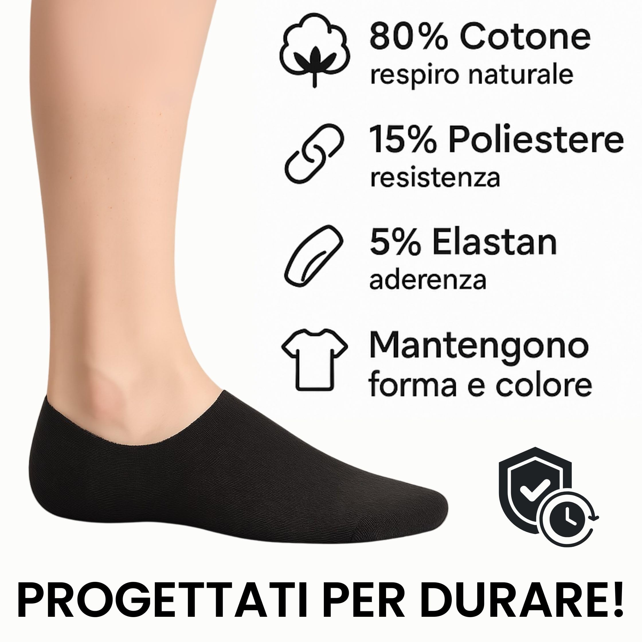 12 Paia Calzini UNISEX Corti in Cotone,  Taglie da 35 a 46, Traspiranti e Resistenti, Si Adattano Perfettamente Grazie alla Presenza di Elastane