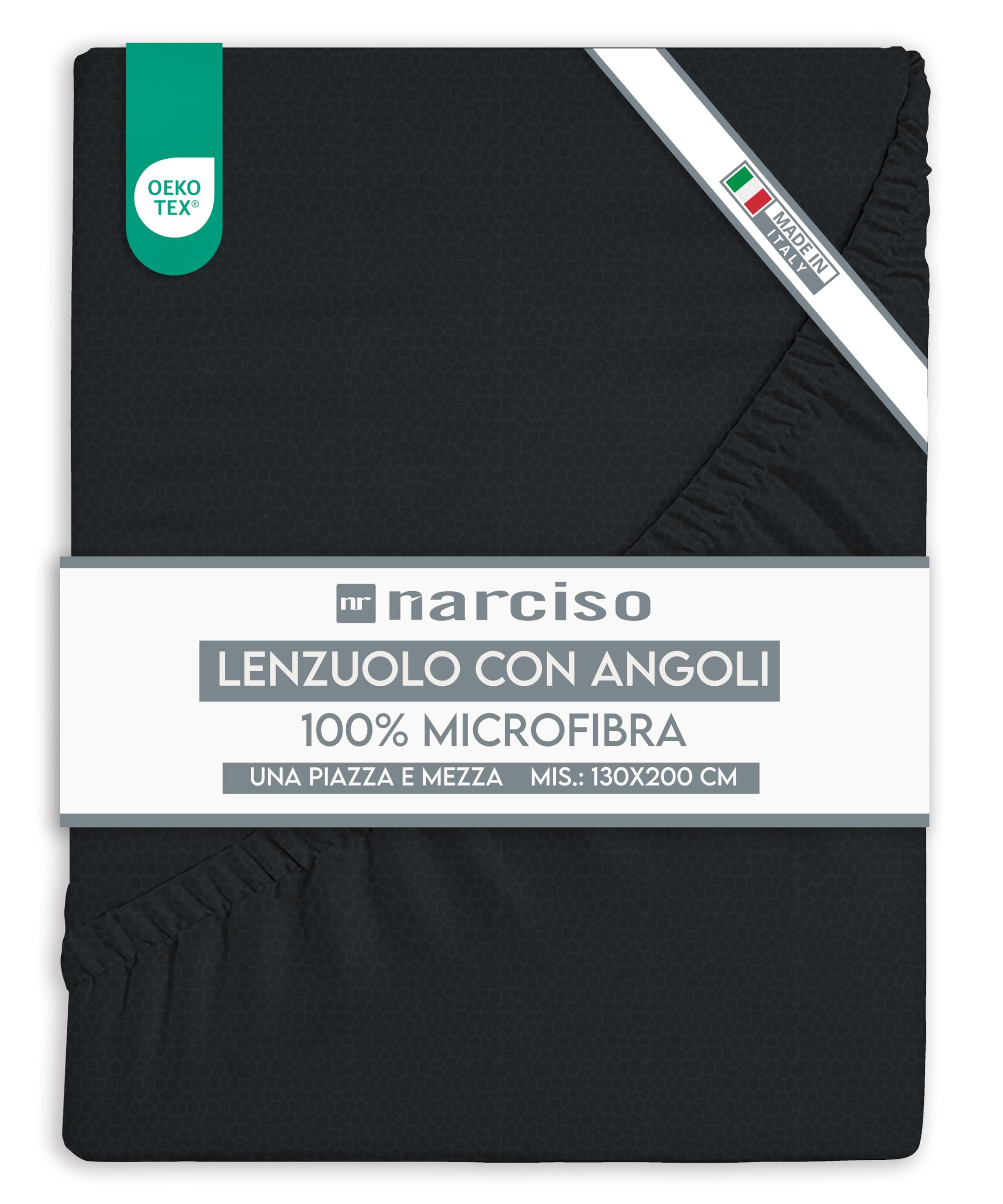 Lenzuolo con Angoli in Microfibra Tinta Unita Embossed, Lenzuola Sotto con Angoli Traspirante ed Anallergica, Biancheria da Letto Made in Italy
