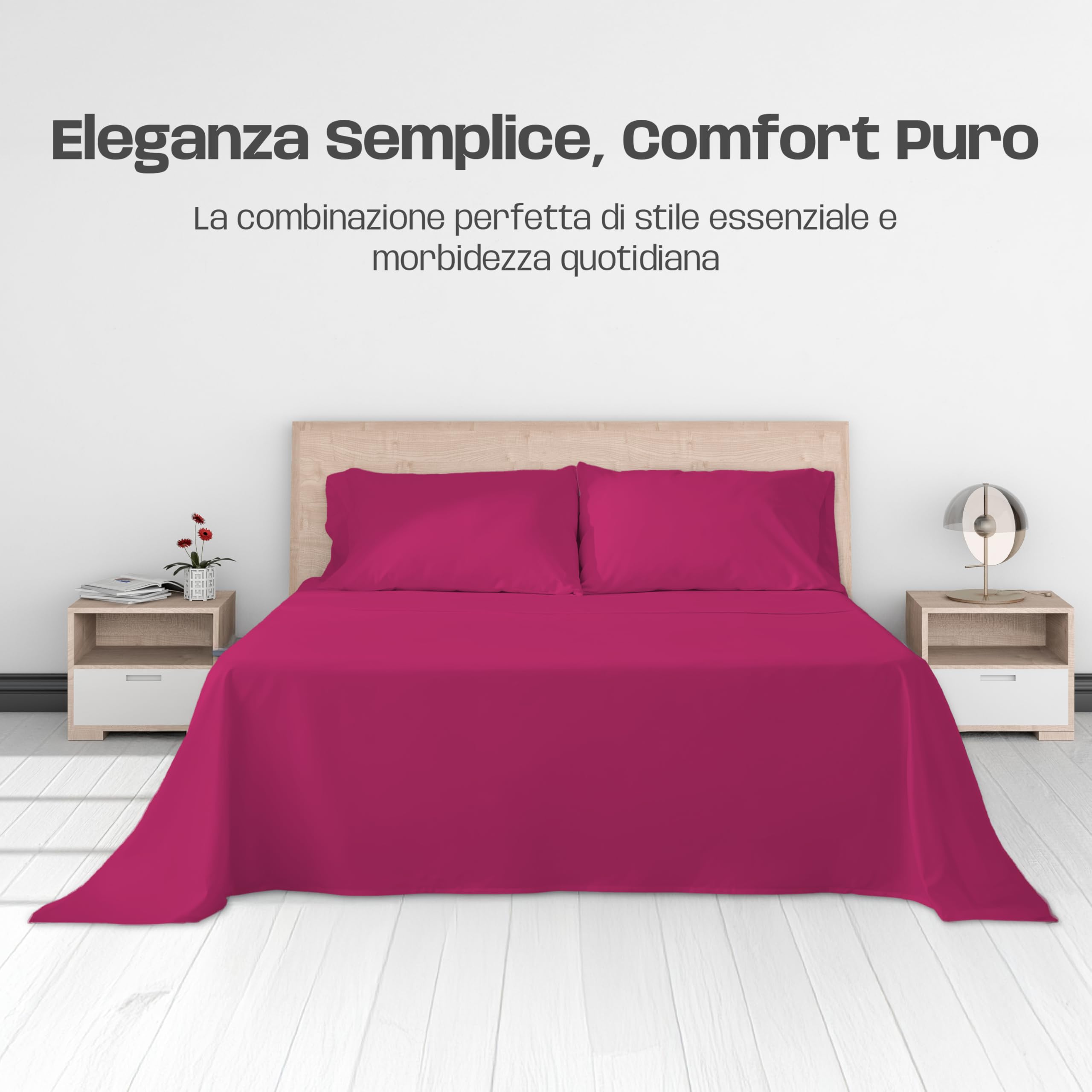Lenzuola Letto Cotone Made in Italy, Completo Letto - Diversi colori - 3 TAGLIE