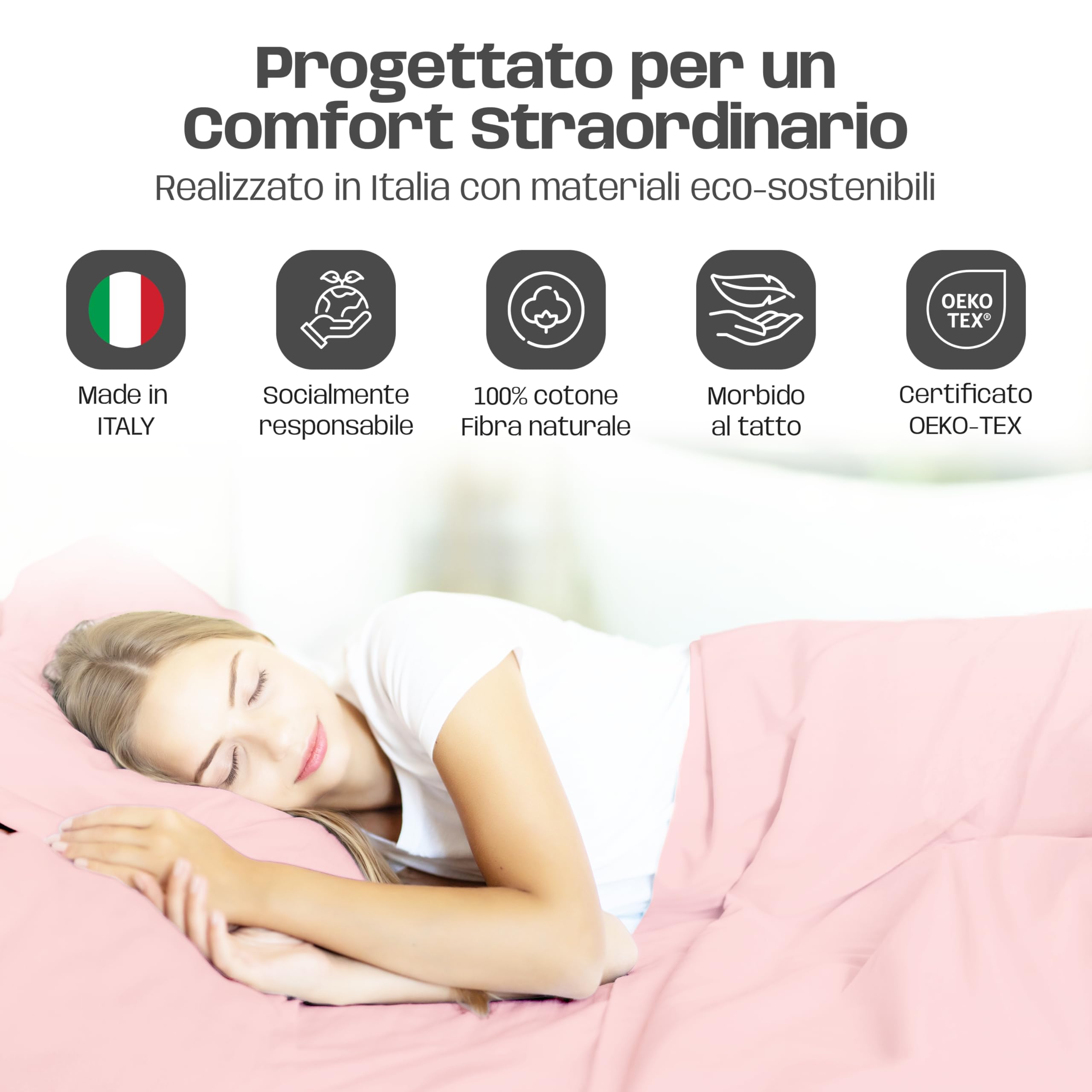 Lenzuola Letto Cotone Made in Italy, Completo Letto - Diversi colori - 3 TAGLIE