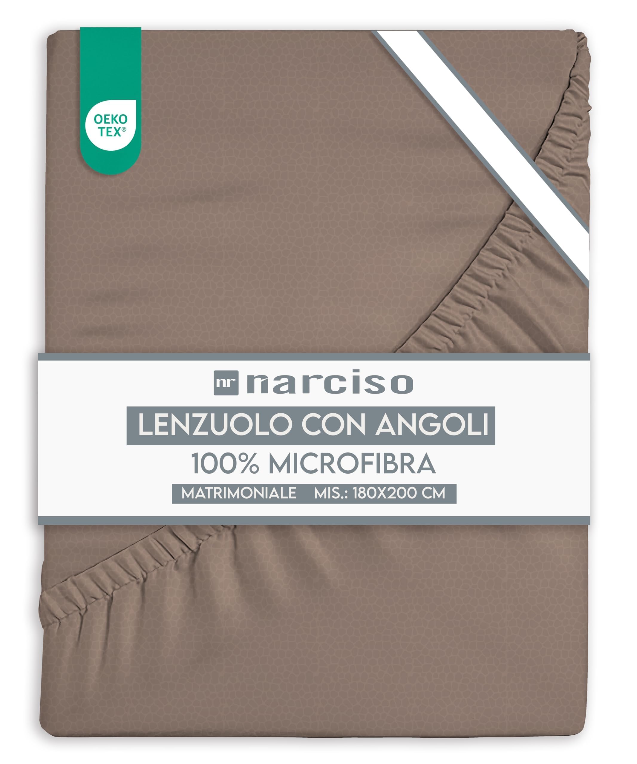 Lenzuolo con Angoli in Microfibra Tinta Unita Embossed, Lenzuola Sotto con Angoli Traspirante ed Anallergica, Biancheria da Letto Made in Italy