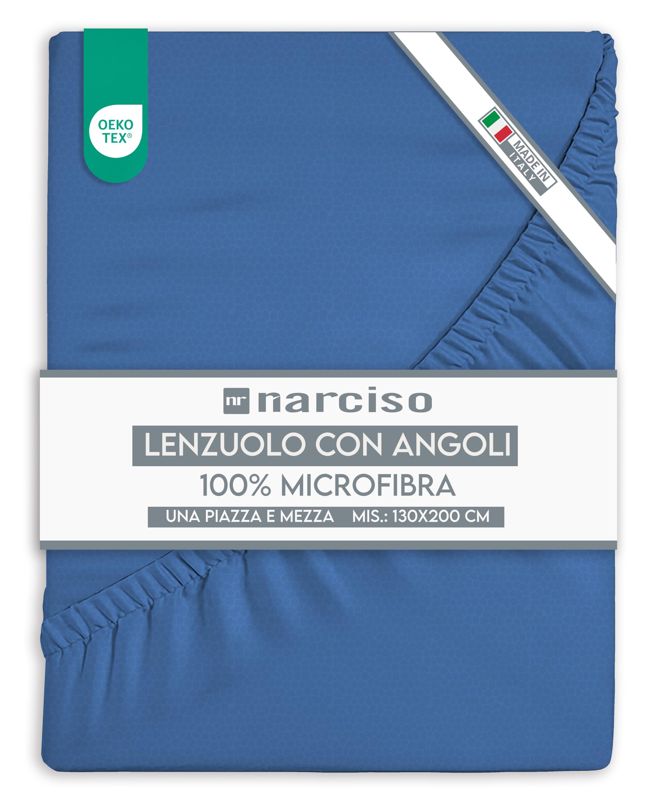 Lenzuolo con Angoli in Microfibra Tinta Unita Embossed, Lenzuola Sotto con Angoli Traspirante ed Anallergica, Biancheria da Letto Made in Italy