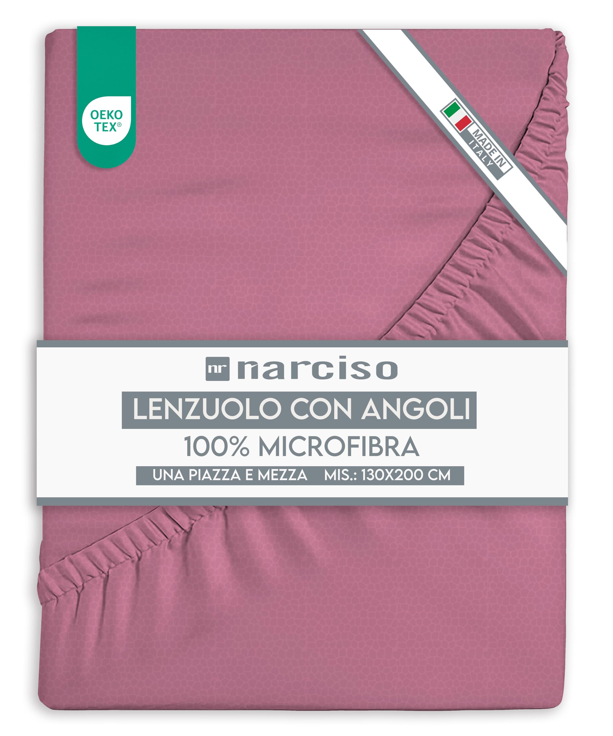 Lenzuolo con Angoli in Microfibra Tinta Unita Embossed, Lenzuola Sotto con Angoli Traspirante ed Anallergica, Biancheria da Letto Made in Italy