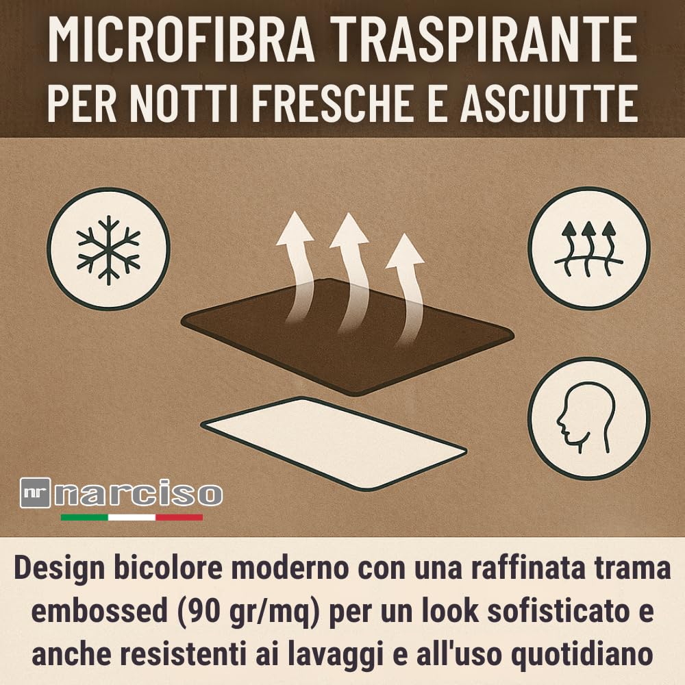 Completo Lenzuola Matrimoniali 4 Pezzi Bicolore in Microfibra Traspirante ed Anallergica