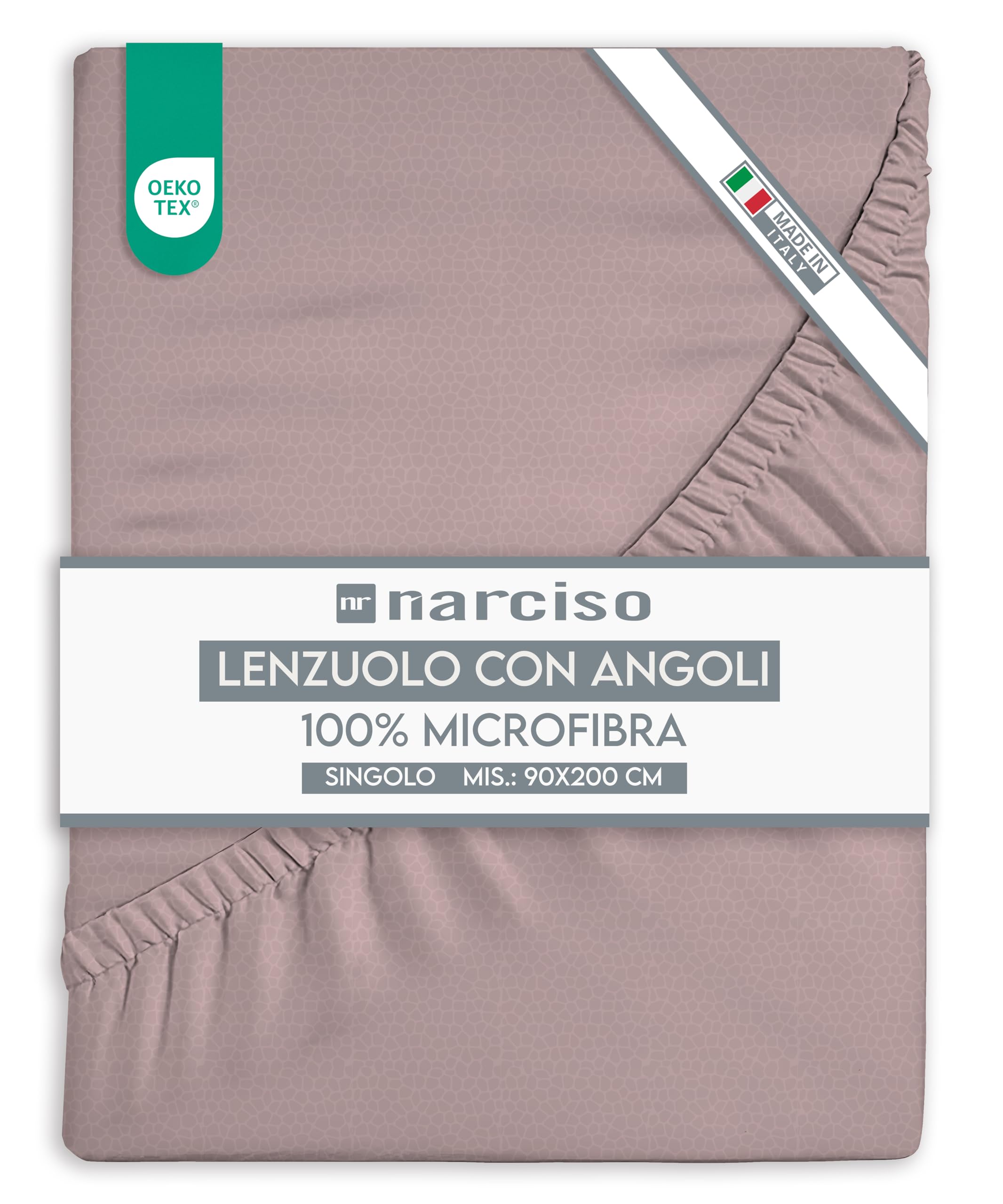 Lenzuolo con Angoli in Microfibra Tinta Unita Embossed, Lenzuola Sotto con Angoli Traspirante ed Anallergica, Biancheria da Letto Made in Italy