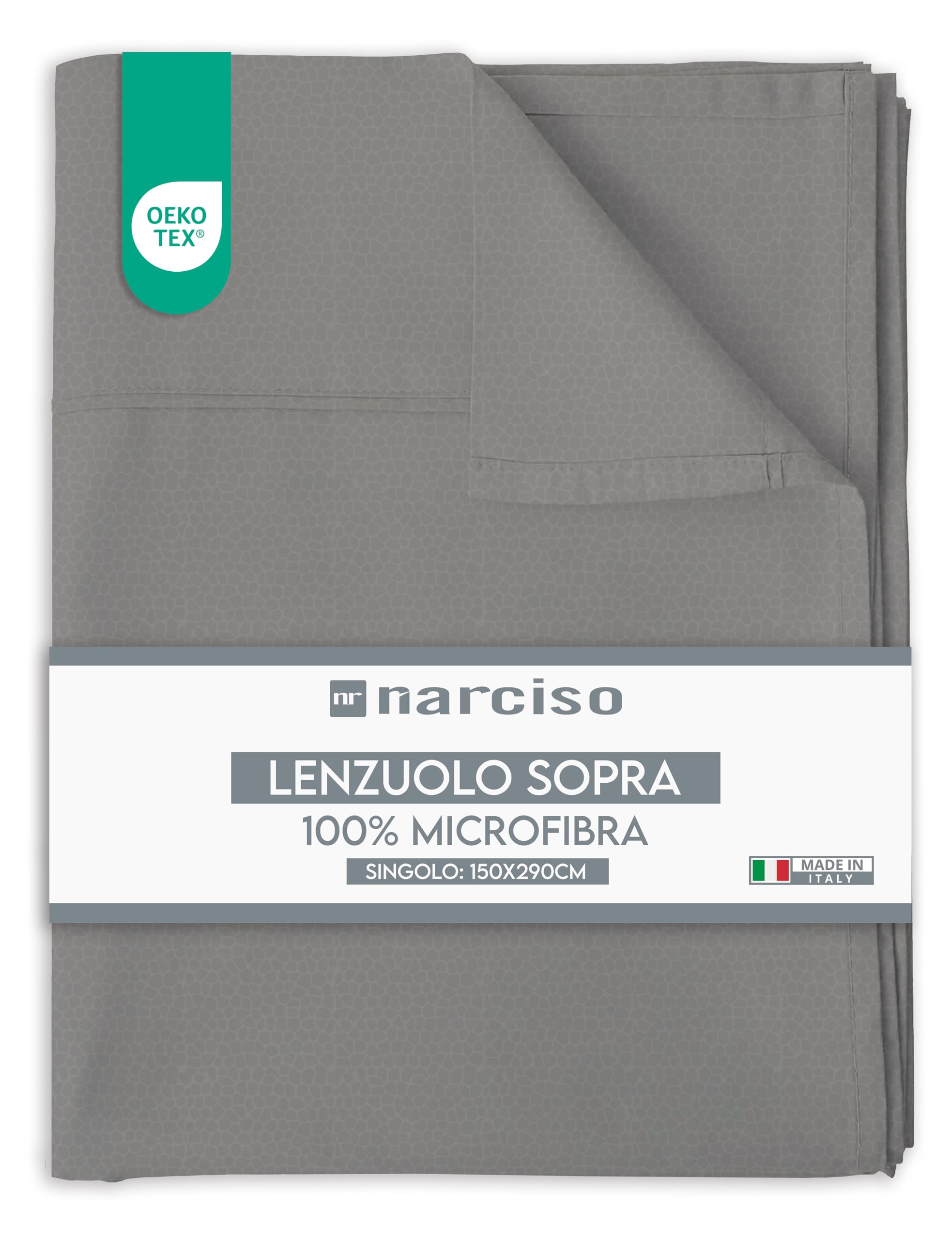 Lenzuolo Sopra in Microfibra Tinta Unita Embossed, Traspirante ed Anallergico, Made in Italy - 3 TAGLIE