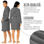 Accappatoio UNISEX Microfibra con Tasche Cappuccio e Cintura, Ideale per Casa, Viaggio, Palestra, Tessuto Morbido e Comodo, da S a XXL