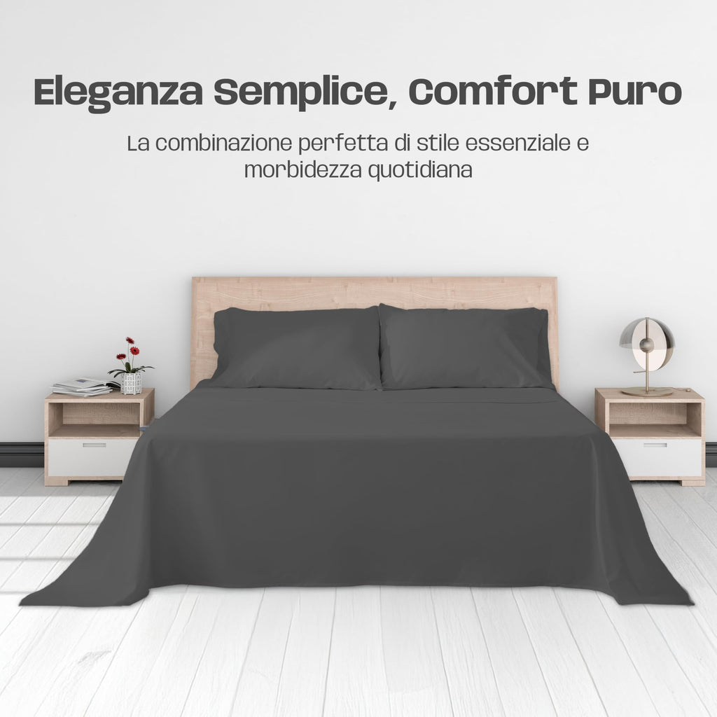 Lenzuola Letto Cotone Made in Italy, Completo Letto - Diversi colori - 3 TAGLIE