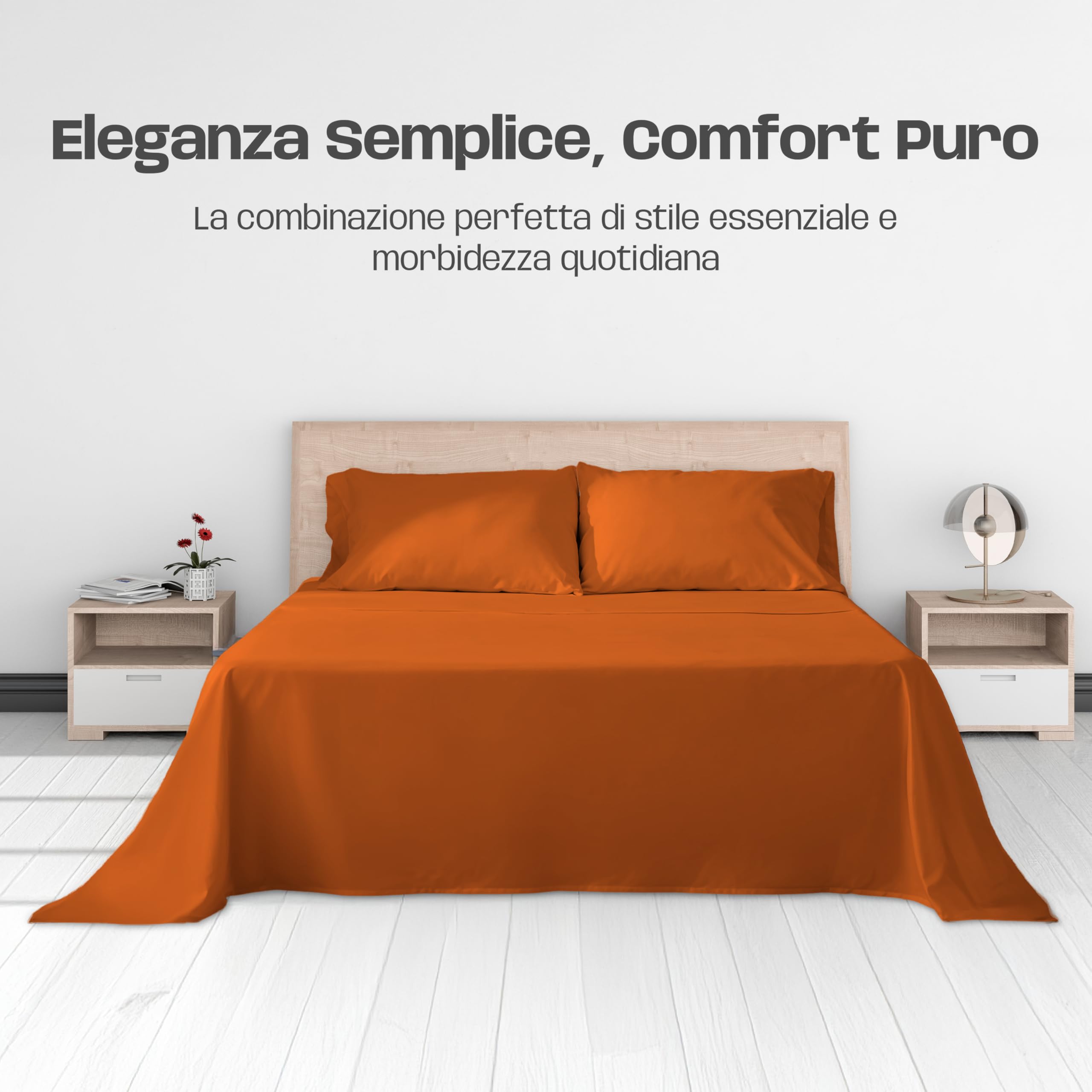 Lenzuola Letto Cotone Made in Italy, Completo Letto - Diversi colori - 3 TAGLIE