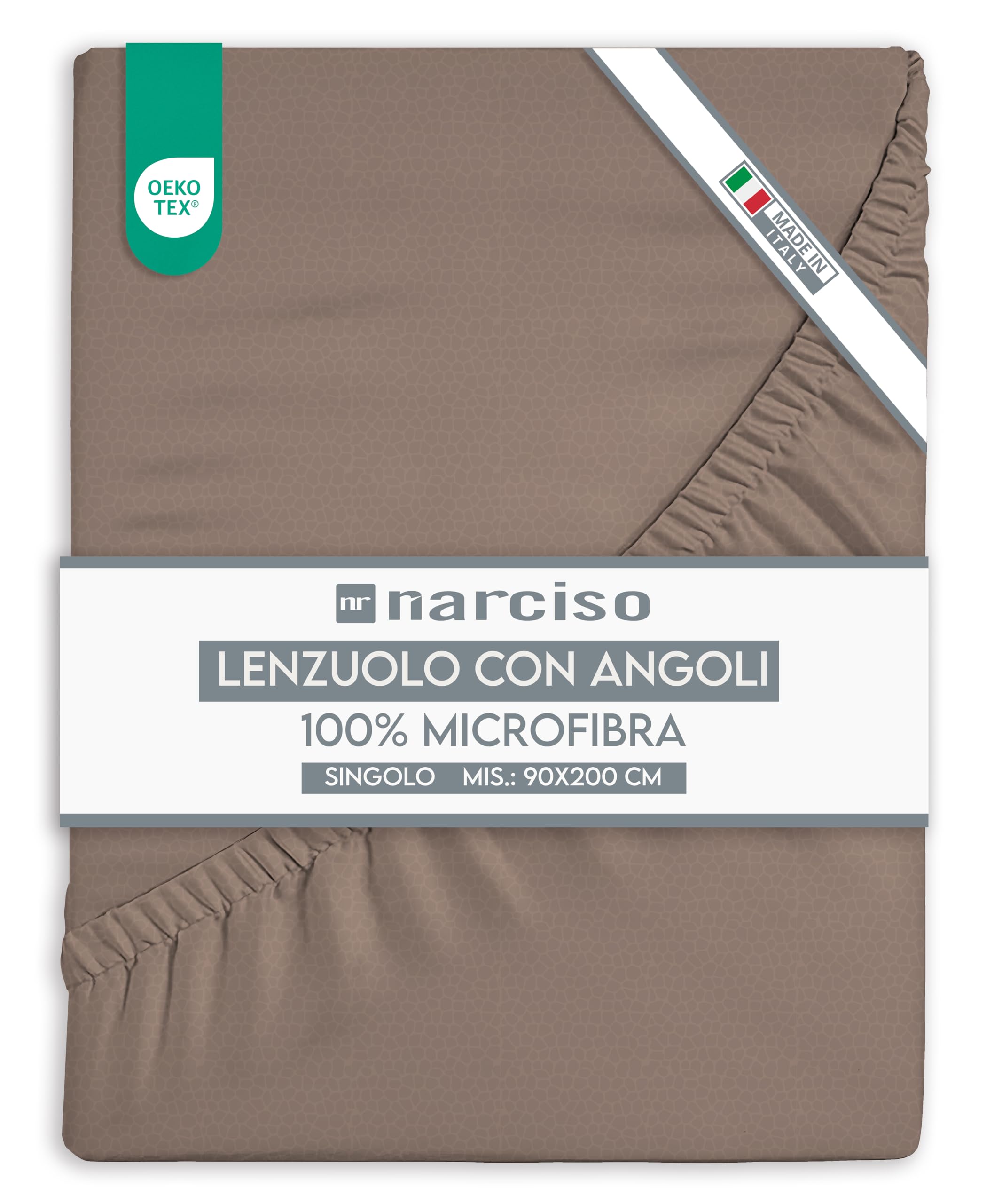 Lenzuolo con Angoli in Microfibra Tinta Unita Embossed, Lenzuola Sotto con Angoli Traspirante ed Anallergica, Biancheria da Letto Made in Italy