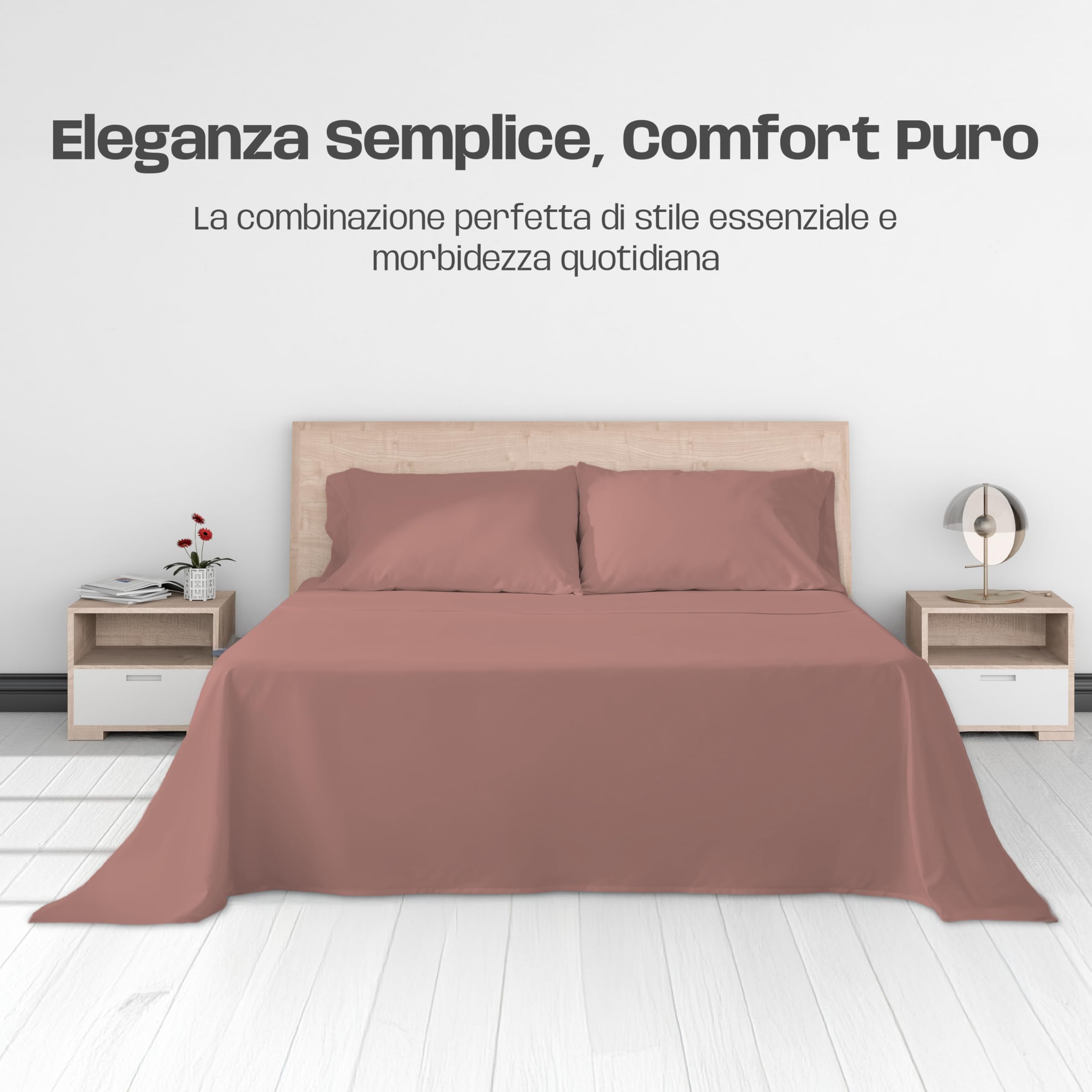 Lenzuola Letto Cotone Made in Italy, Completo Letto - Diversi colori - 3 TAGLIE