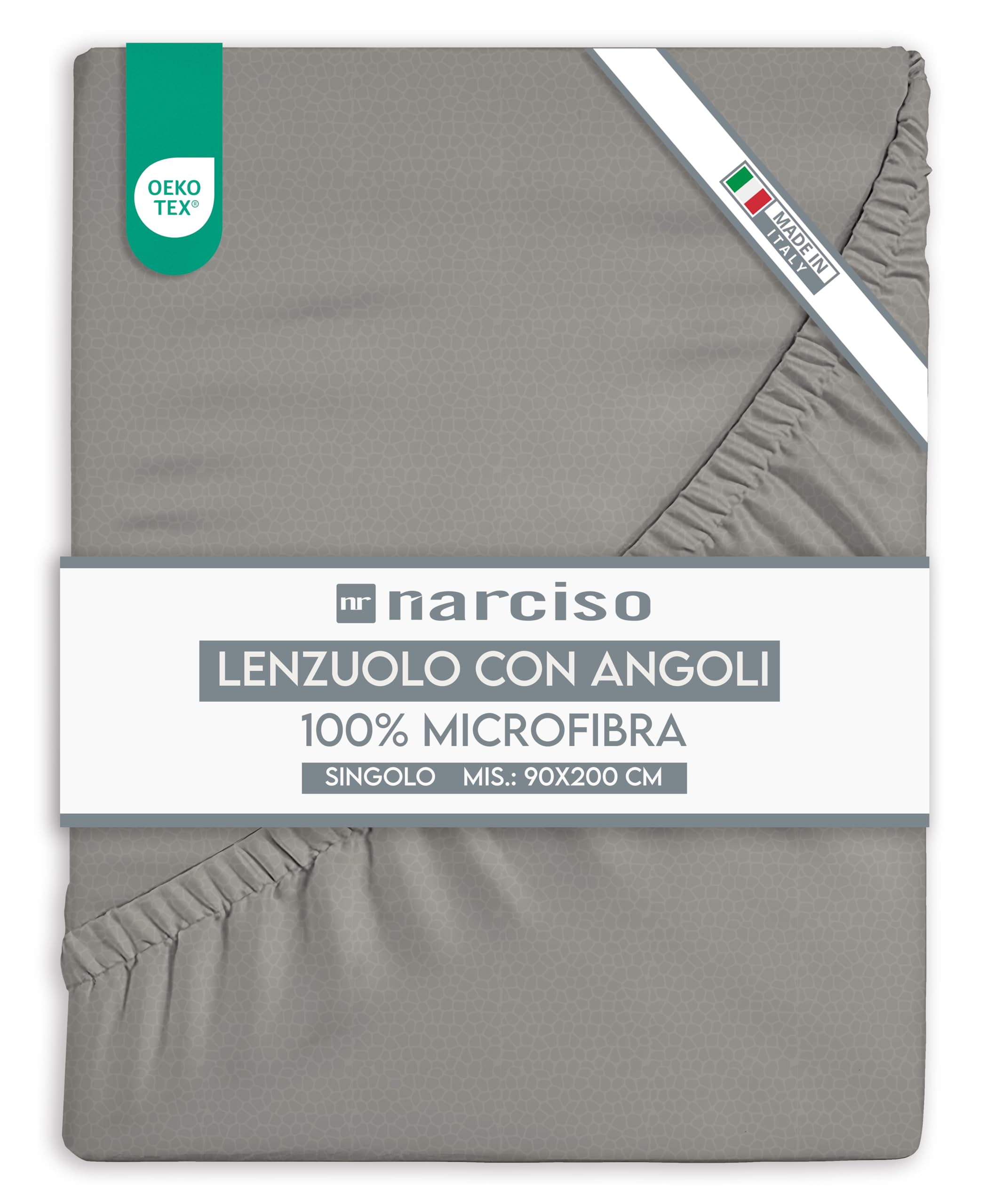 Lenzuolo con Angoli in Microfibra Tinta Unita Embossed, Lenzuola Sotto con Angoli Traspirante ed Anallergica, Biancheria da Letto Made in Italy