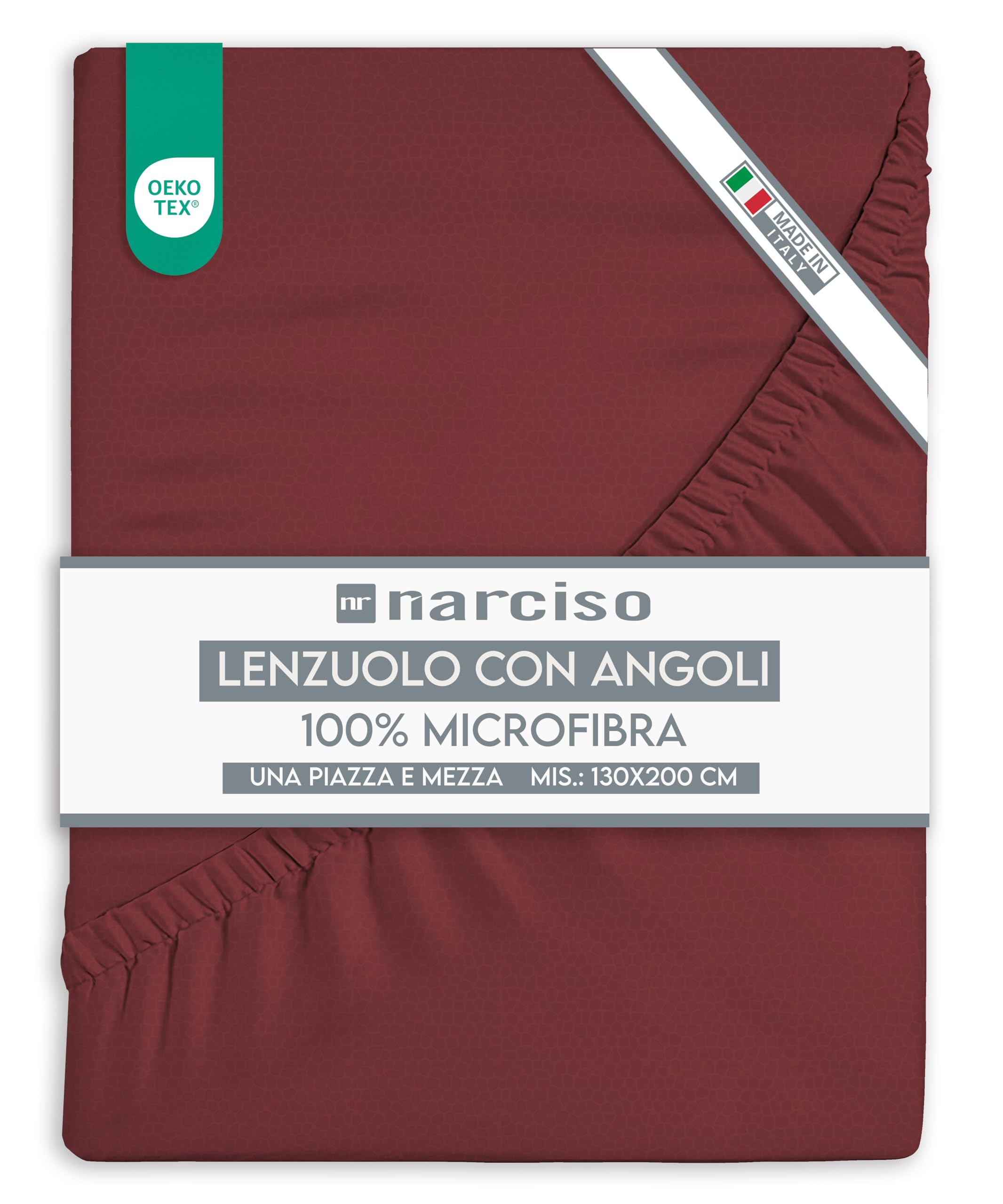 Lenzuolo con Angoli in Microfibra Tinta Unita Embossed, Lenzuola Sotto con Angoli Traspirante ed Anallergica, Biancheria da Letto Made in Italy