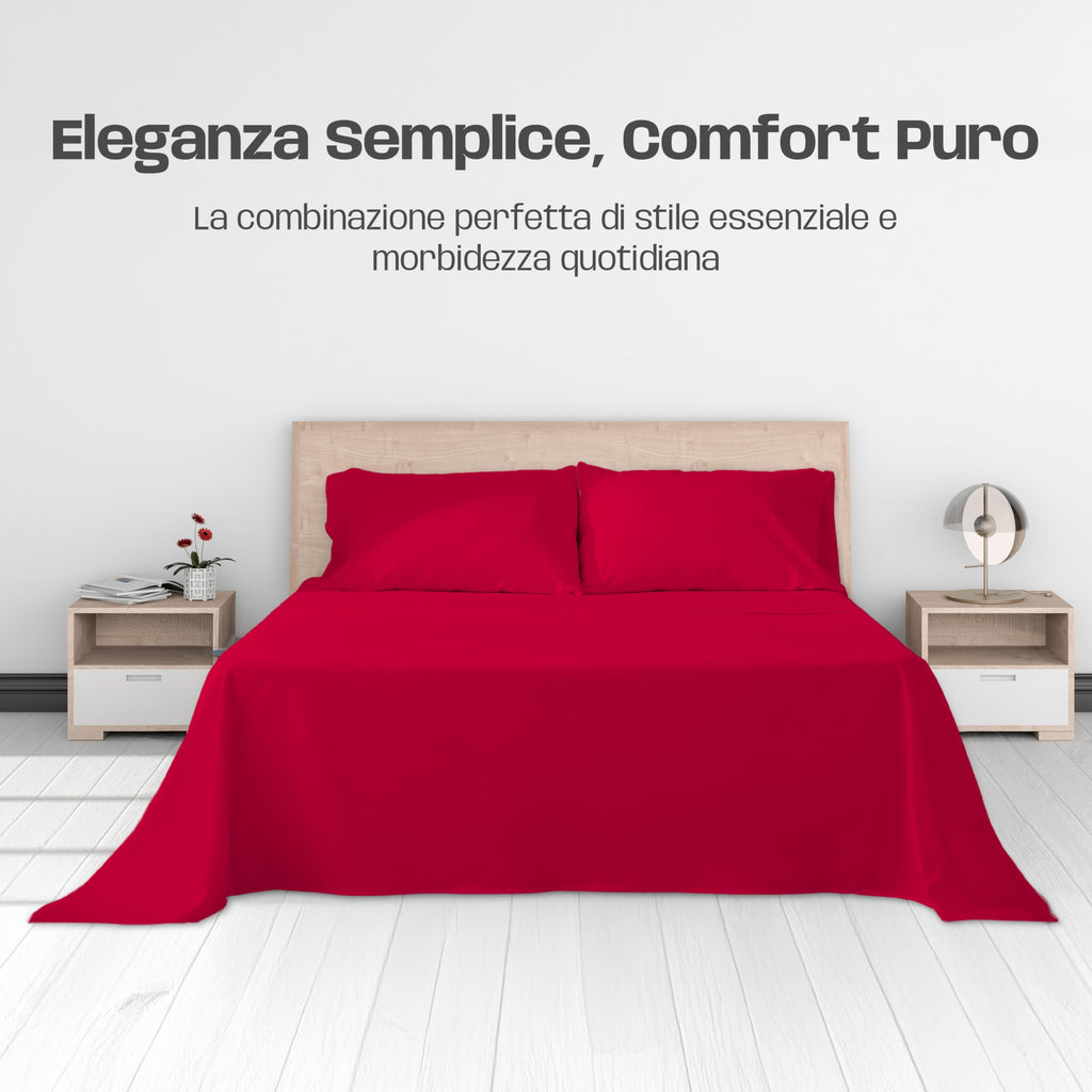 Lenzuola Letto Cotone Made in Italy, Completo Letto - Diversi colori - 3 TAGLIE