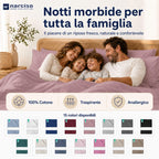 Lenzuolo Sopra 100% Cotone, Anallergico e Traspirante Abbinabile alle Nostre Federe e Lenzuolo con Angoli in Cotone, Made in Italy