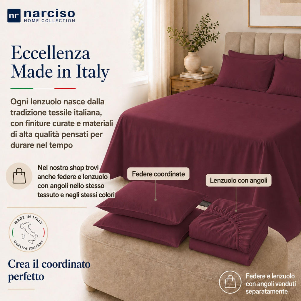 Lenzuolo Sopra 100% Cotone, Anallergico e Traspirante Abbinabile alle Nostre Federe e Lenzuolo con Angoli in Cotone, Made in Italy