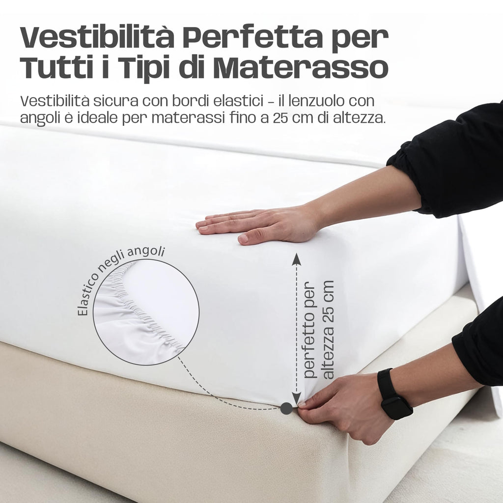 Lenzuola Letto Cotone Made in Italy, Completo Letto - Diversi colori - 3 TAGLIE
