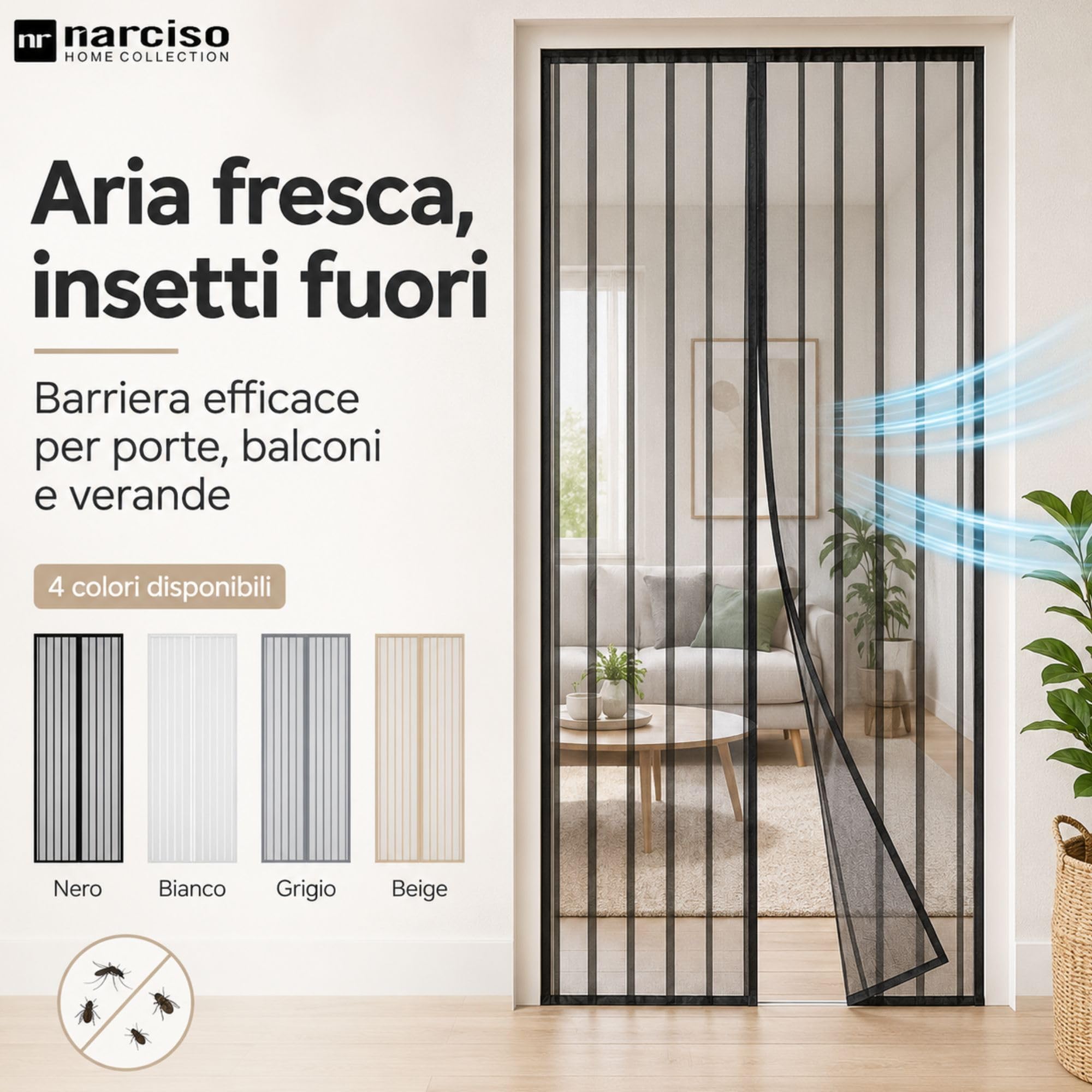 Zanzariera Porta Finestra Magnetica Facile da Montare con Felcro Adesivo Installazione Senza Fori per Tutte le Porte, Tenda Antimosche per Porta Esterna Chiusura Calamita