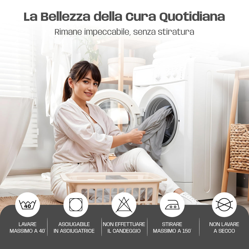 Lenzuola Letto Cotone Made in Italy, Completo Letto - Diversi colori - 3 TAGLIE