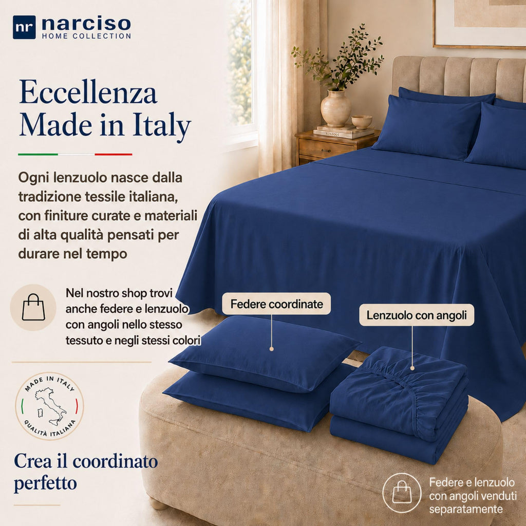 Lenzuolo Sopra 100% Cotone, Anallergico e Traspirante Abbinabile alle Nostre Federe e Lenzuolo con Angoli in Cotone, Made in Italy