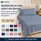 Lenzuolo Sopra 100% Cotone, Anallergico e Traspirante Abbinabile alle Nostre Federe e Lenzuolo con Angoli in Cotone, Made in Italy