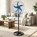 Ventilatore a Colonna Silenzioso 3 in 1, Utilizzabile a Piantana (Regolabile fino a 125cm), a Parete ed a Muro, Ventilatore a Pale Aria Fredda Grande 3 Velocità, Sistema Antiribaltamento