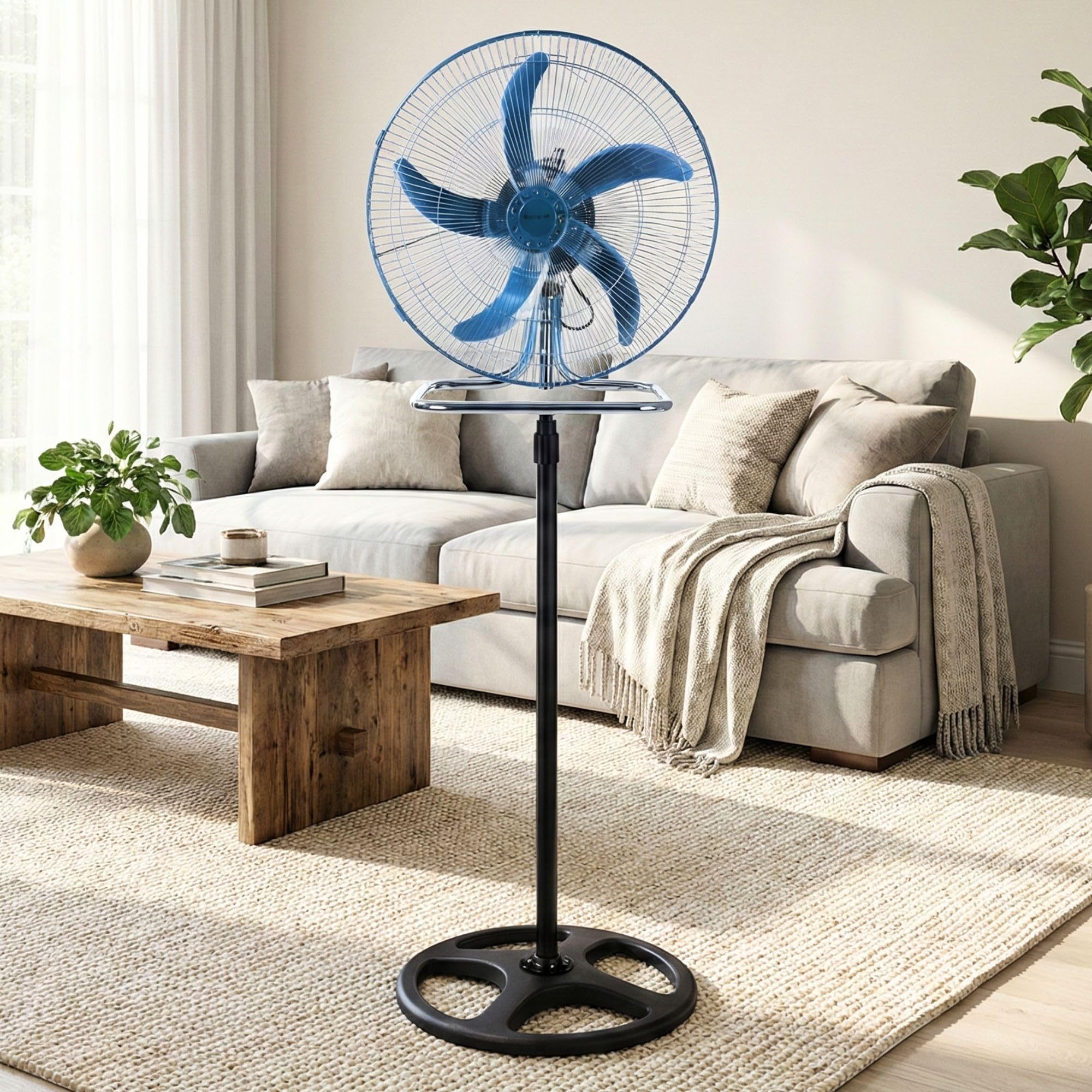 Ventilatore a Colonna Silenzioso 3 in 1, Utilizzabile a Piantana (Regolabile fino a 125cm), a Parete ed a Muro, Ventilatore a Pale Aria Fredda Grande 3 Velocità, Sistema Antiribaltamento