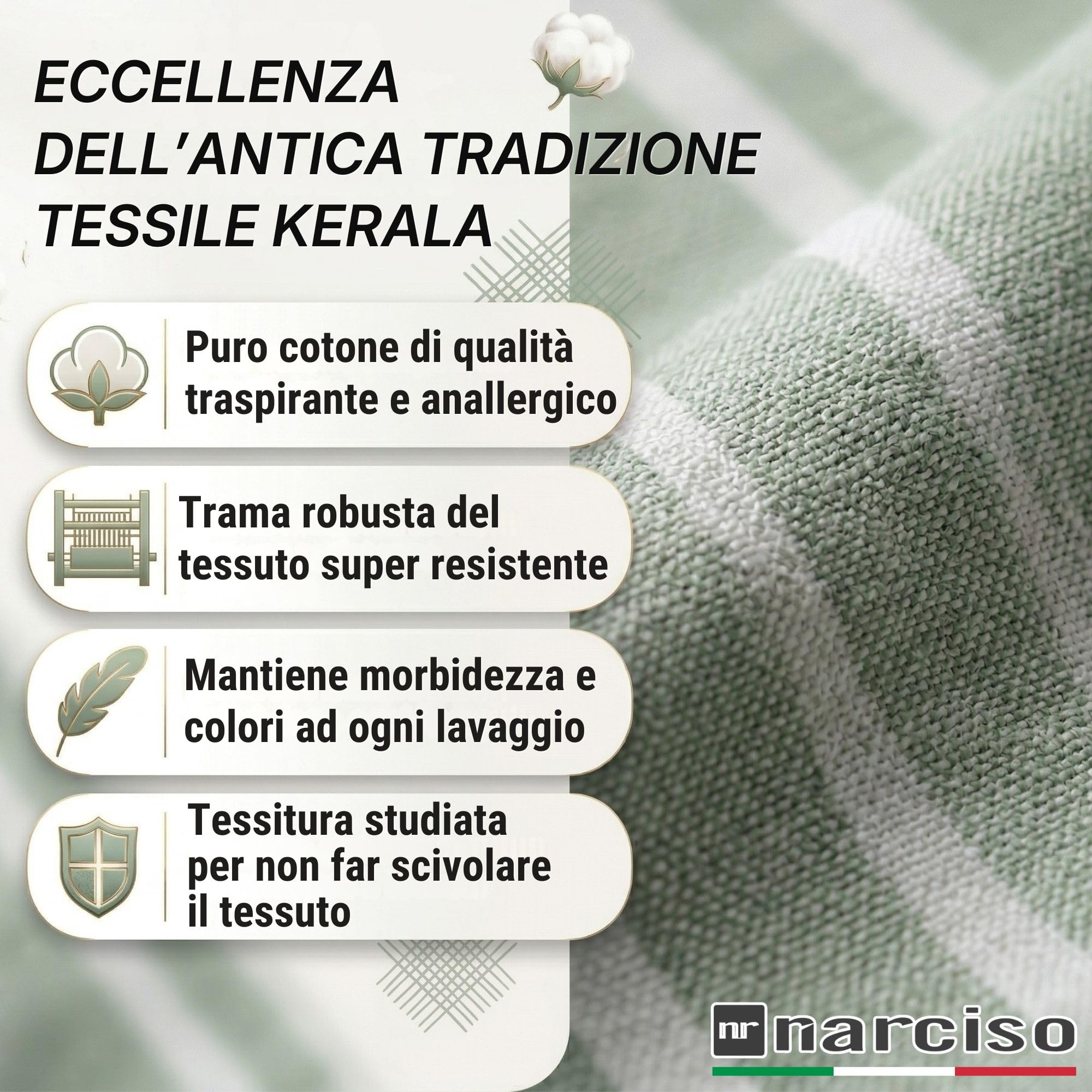 Gran Foulard per Divano & Letto con Motivo a Righe in Cotone Kerala