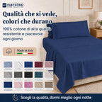 Lenzuolo Sopra 100% Cotone, Anallergico e Traspirante Abbinabile alle Nostre Federe e Lenzuolo con Angoli in Cotone, Made in Italy