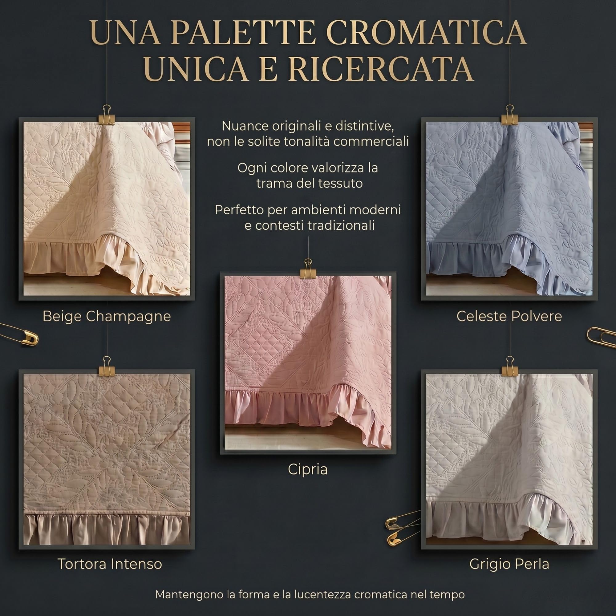 Trapuntino con Volant dal Design Classico Ideale per la Mezza Stagione - Disponibile in Varie Colorazioni Uniche