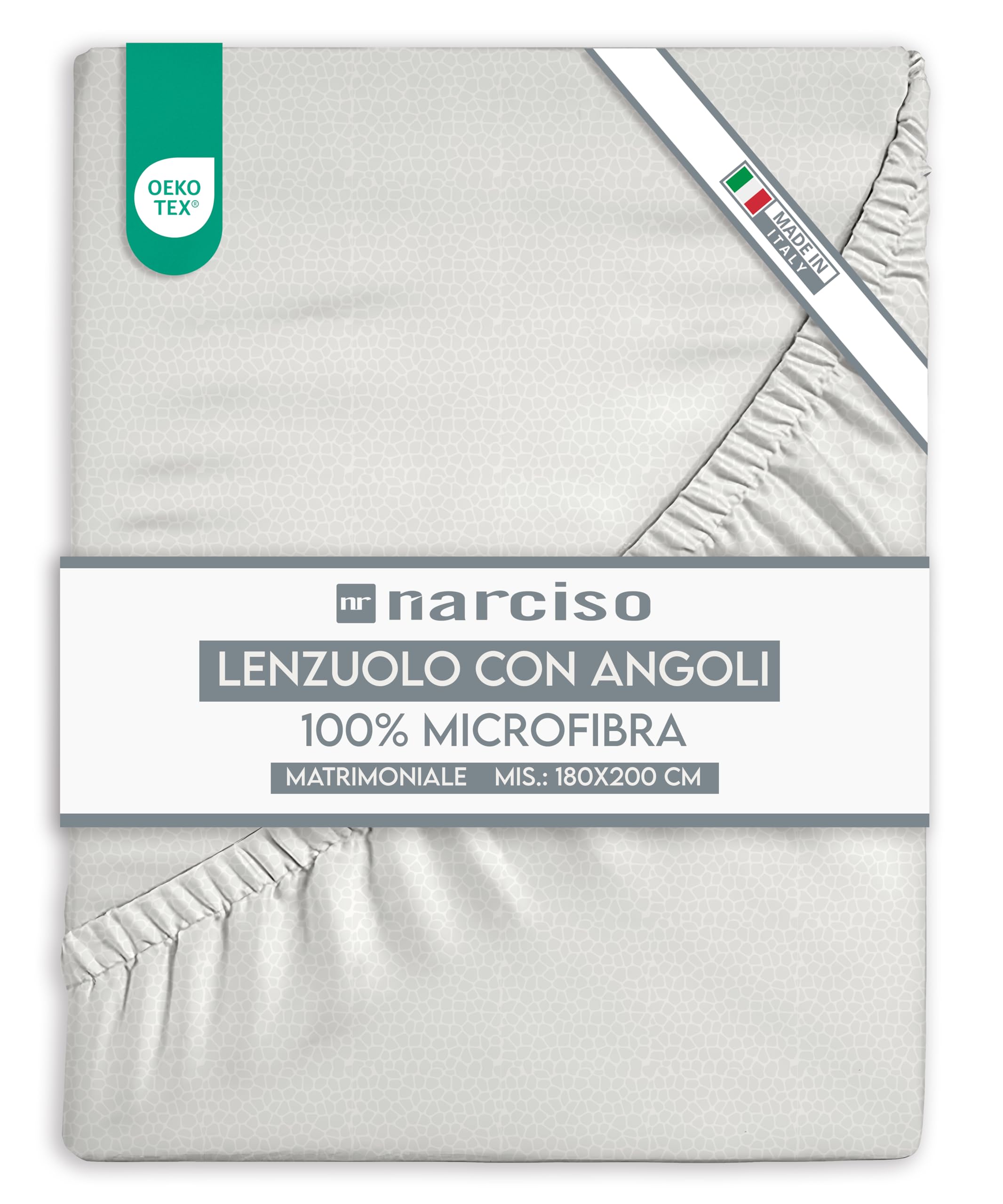 Lenzuolo con Angoli in Microfibra Tinta Unita Embossed, Lenzuola Sotto con Angoli Traspirante ed Anallergica, Biancheria da Letto Made in Italy