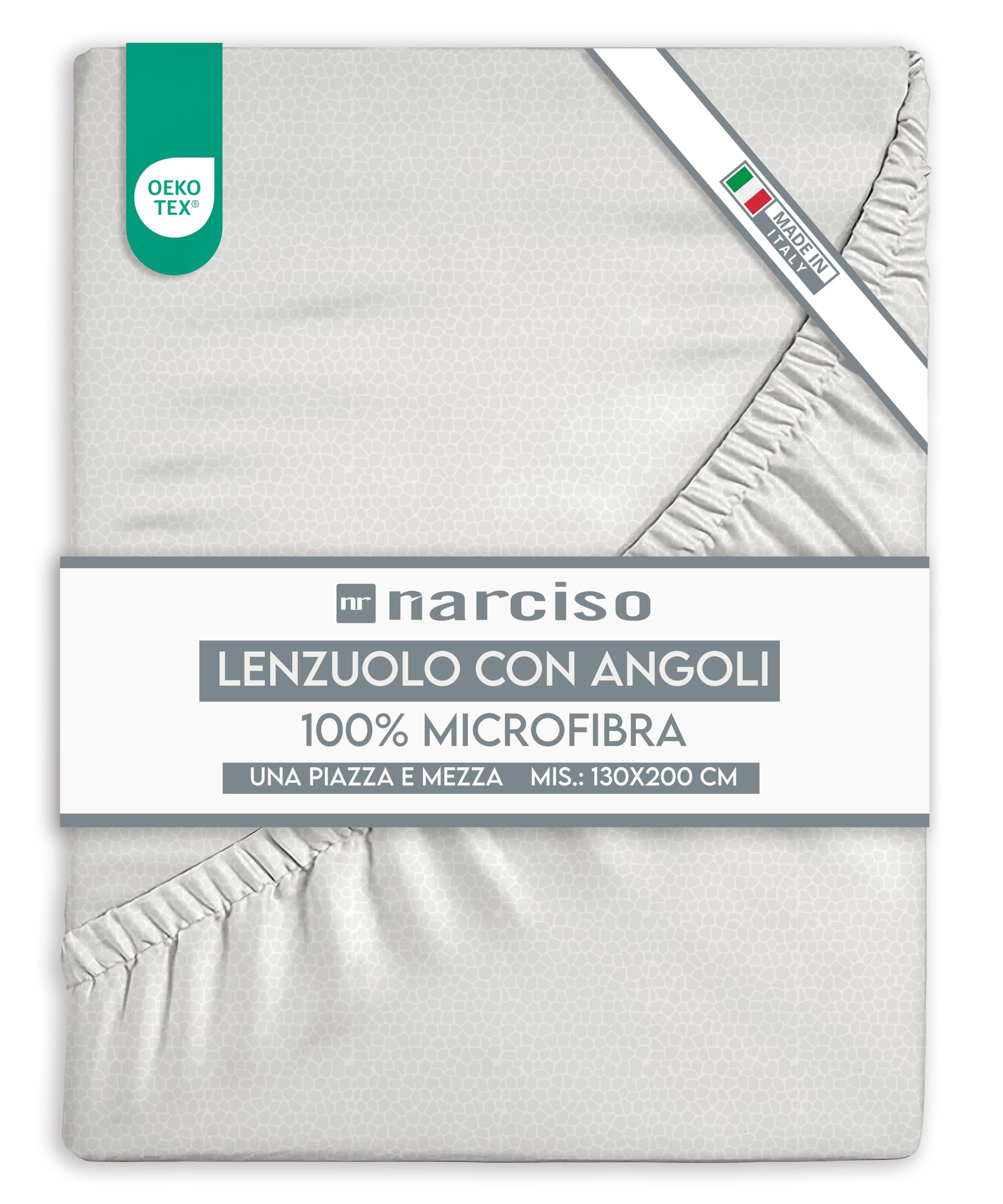 Lenzuolo con Angoli in Microfibra Tinta Unita Embossed, Lenzuola Sotto con Angoli Traspirante ed Anallergica, Biancheria da Letto Made in Italy