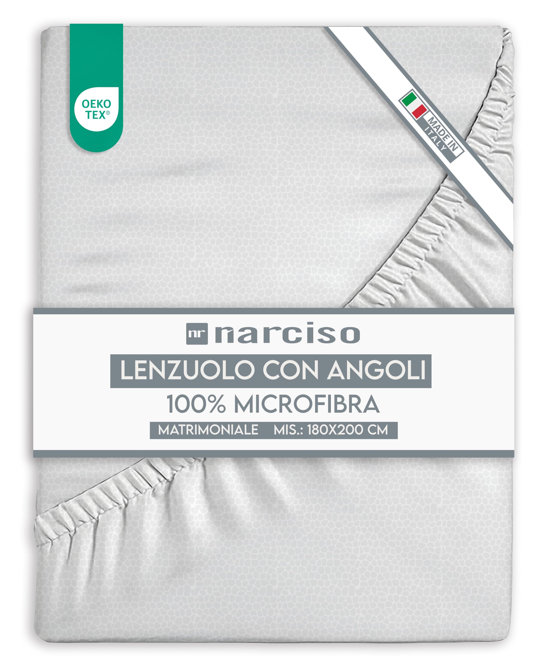 Lenzuolo con Angoli in Microfibra Tinta Unita Embossed, Lenzuola Sotto con Angoli Traspirante ed Anallergica, Biancheria da Letto Made in Italy