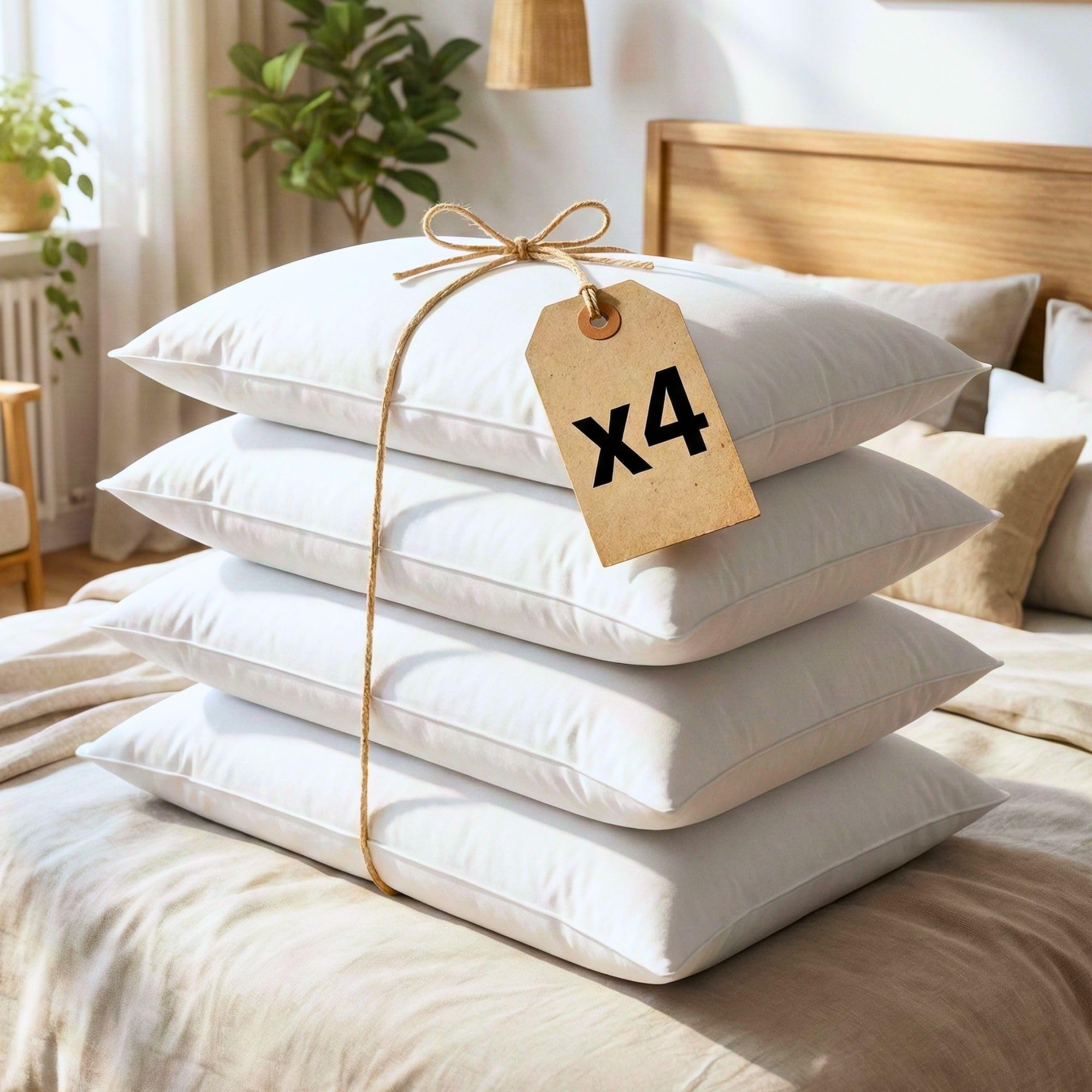 Cuscini Letto Morbidi e Bassi, Made in Italy con Fodera Bianca in Microfibra, Guanciale Letto Antiacaro e Anallergico, Cuscini per Dormire con Imbottitura in Fibra di Poliestere