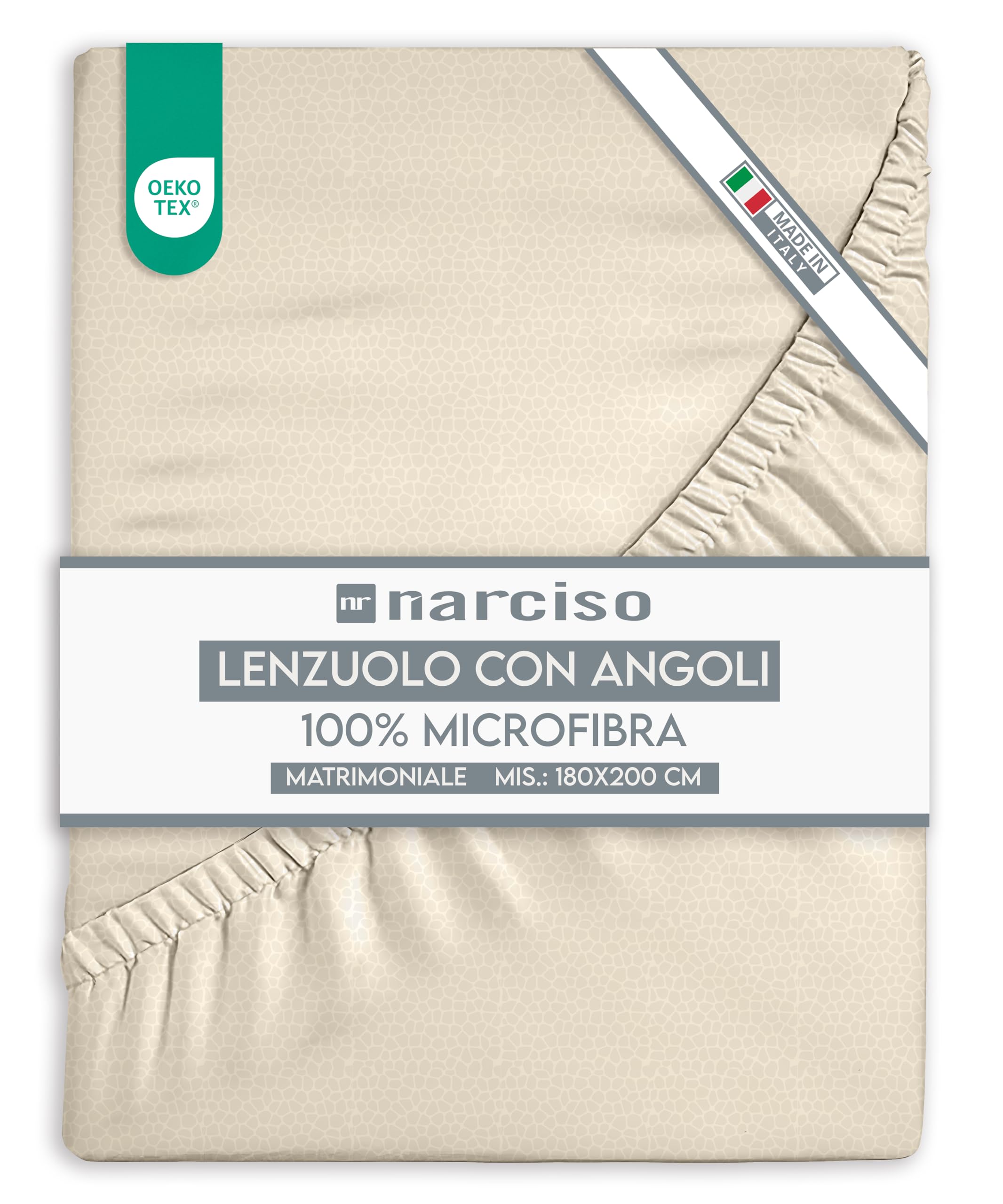 Lenzuolo con Angoli in Microfibra Tinta Unita Embossed, Lenzuola Sotto con Angoli Traspirante ed Anallergica, Biancheria da Letto Made in Italy