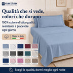 Lenzuolo Sopra 100% Cotone, Anallergico e Traspirante Abbinabile alle Nostre Federe e Lenzuolo con Angoli in Cotone, Made in Italy