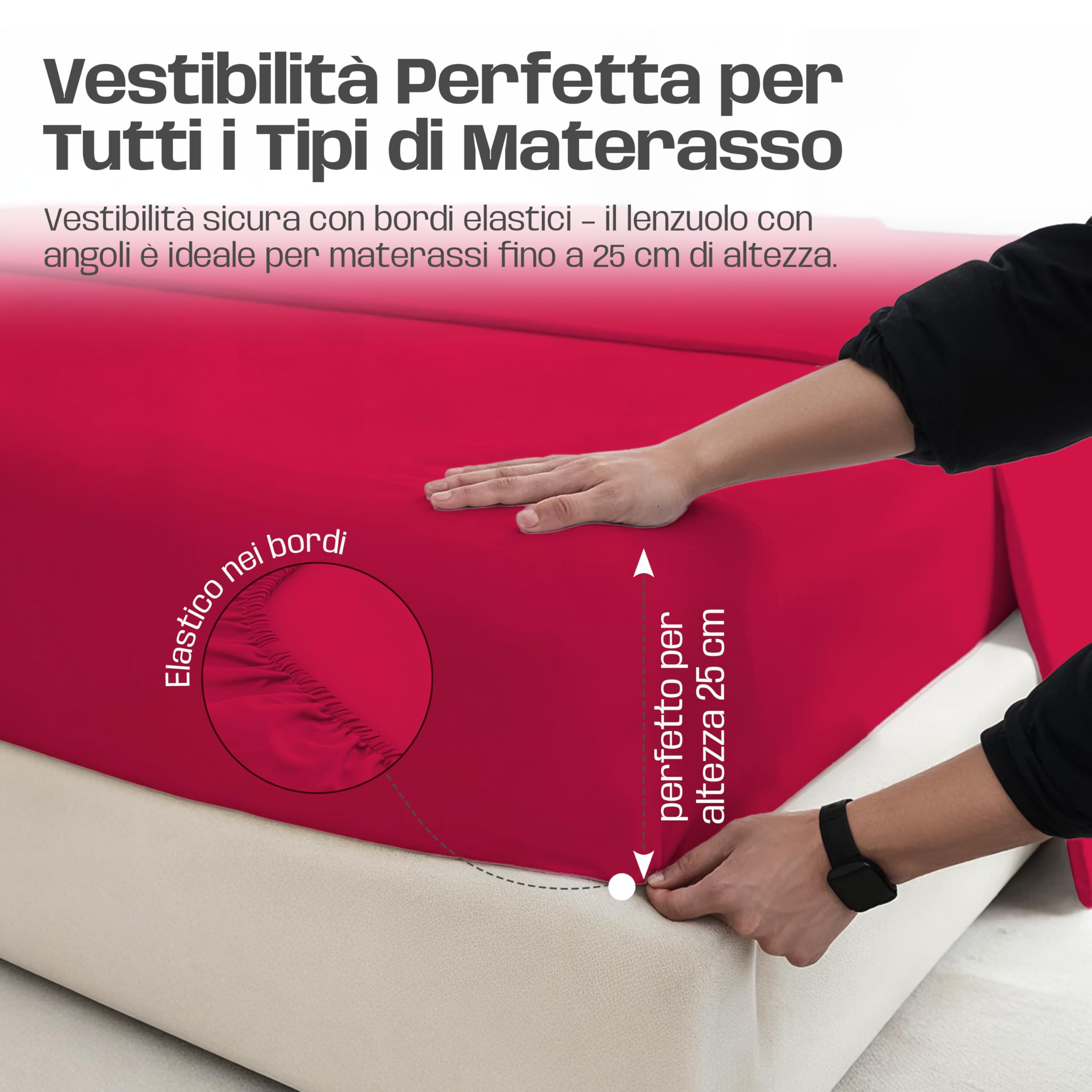 Lenzuola Letto Cotone Made in Italy, Completo Letto - Diversi colori - 3 TAGLIE