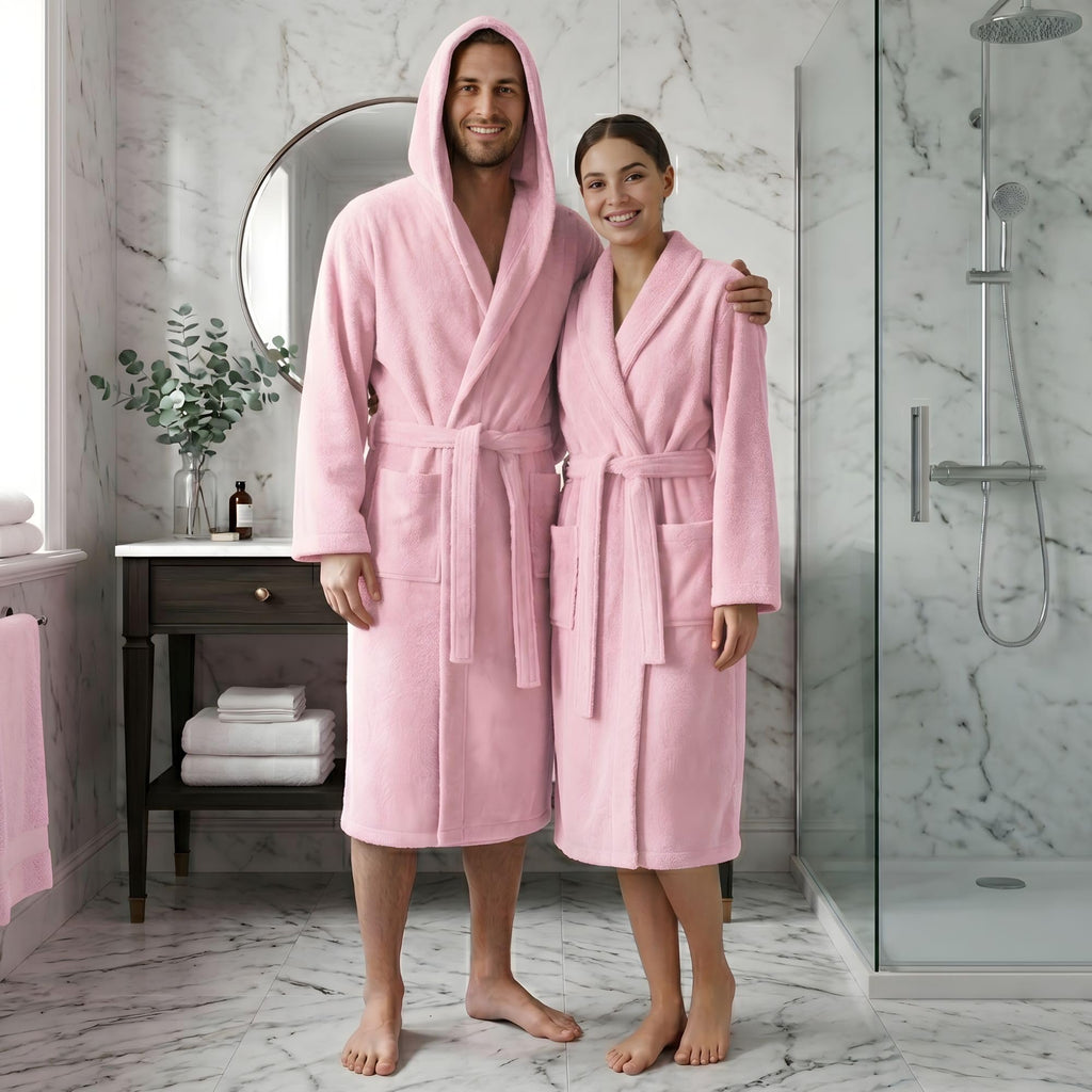 Accappatoio UNISEX con Cappuccio in Spugna Morbida di Cotone, Alto Potere Asciugante
