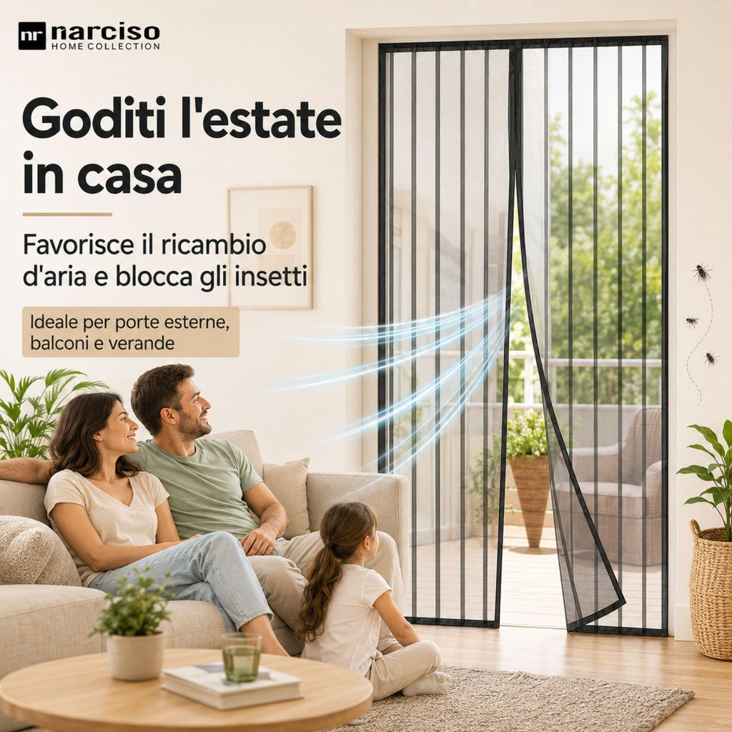 Zanzariera Porta Finestra Magnetica Facile da Montare con Felcro Adesivo Installazione Senza Fori per Tutte le Porte, Tenda Antimosche per Porta Esterna Chiusura Calamita