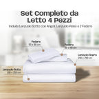Lenzuola Letto Cotone Made in Italy, Completo Letto - Diversi colori - 3 TAGLIE