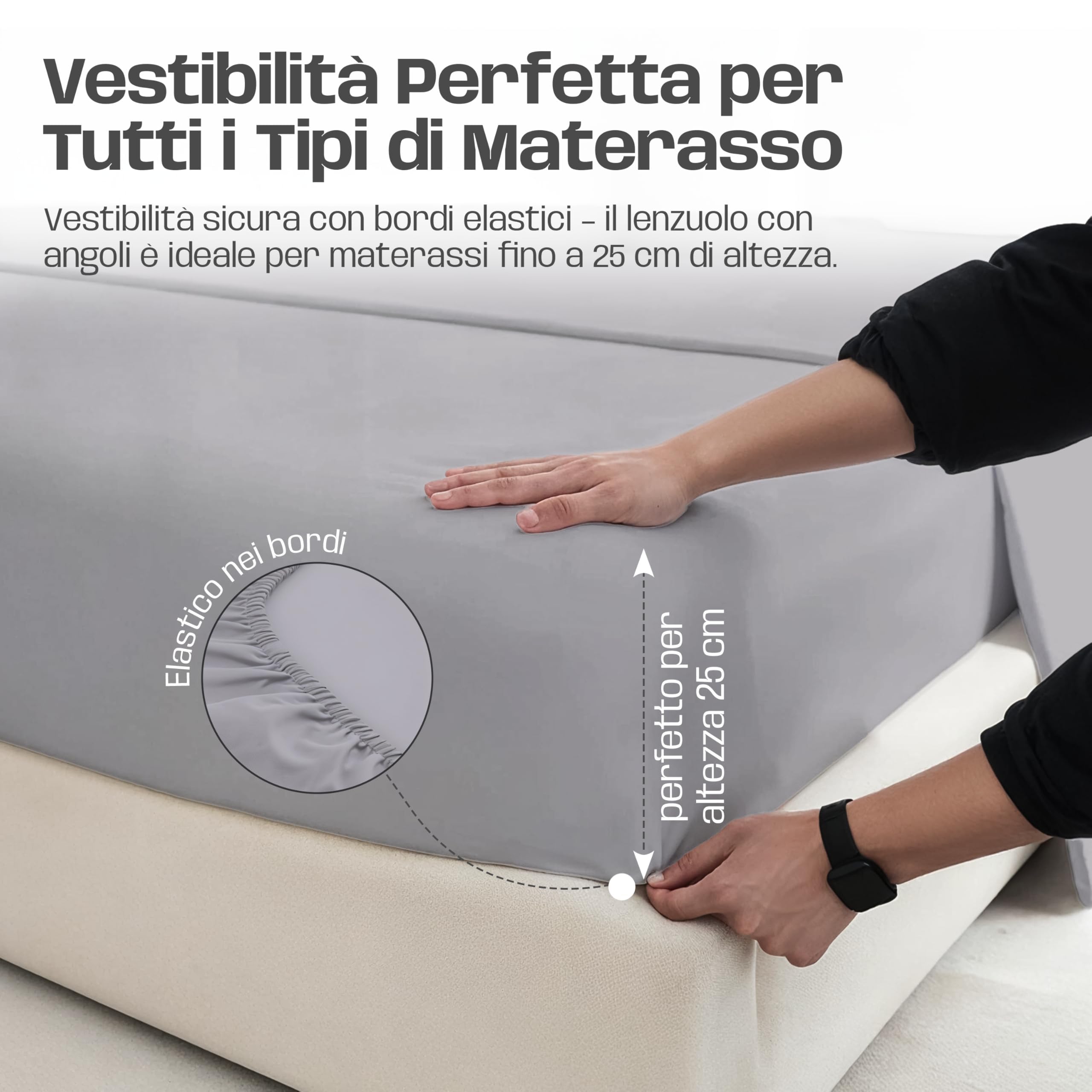 Lenzuola Letto Cotone Made in Italy, Completo Letto - Diversi colori - 3 TAGLIE